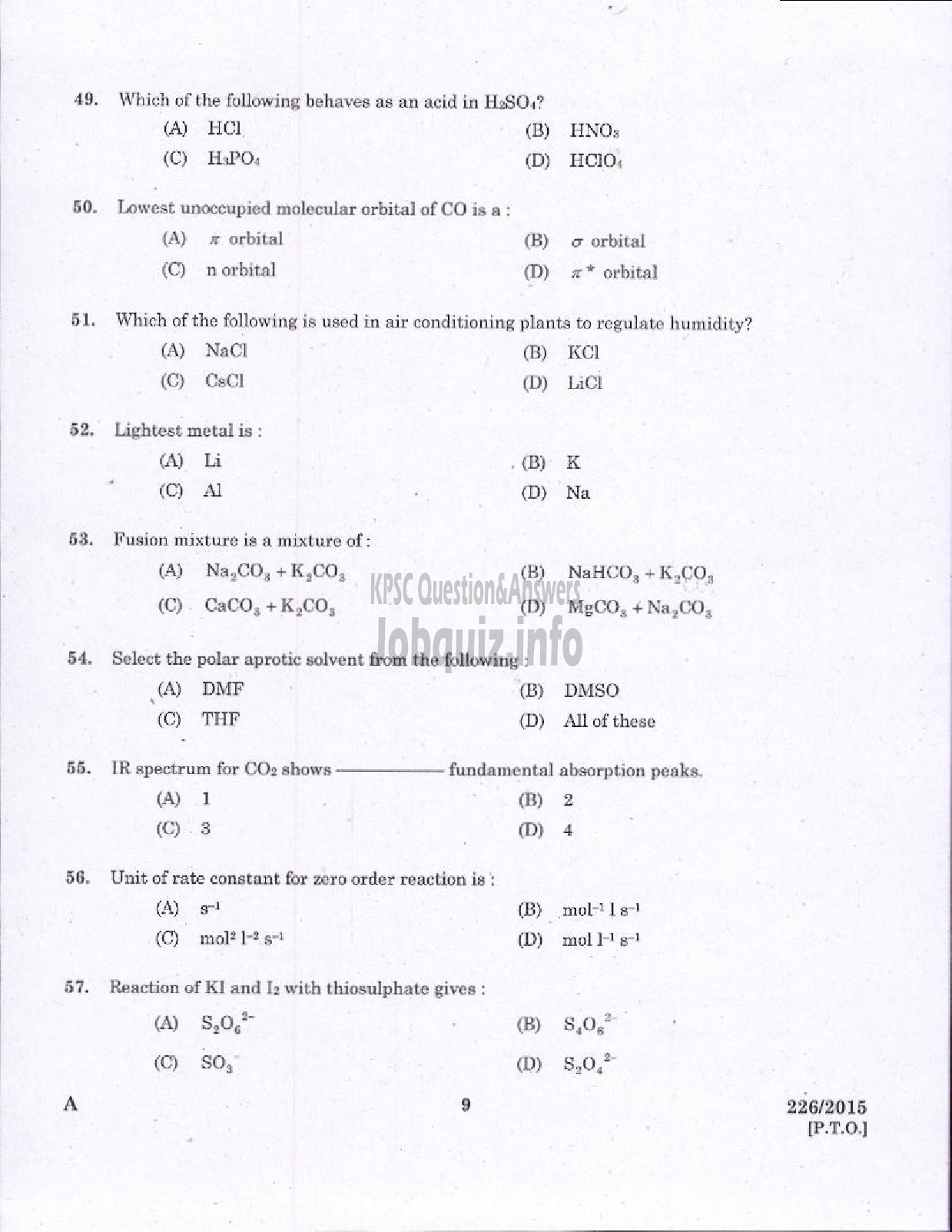 Kerala PSC Question Paper - CHEMIST GR II HEALTH SERVICES-7