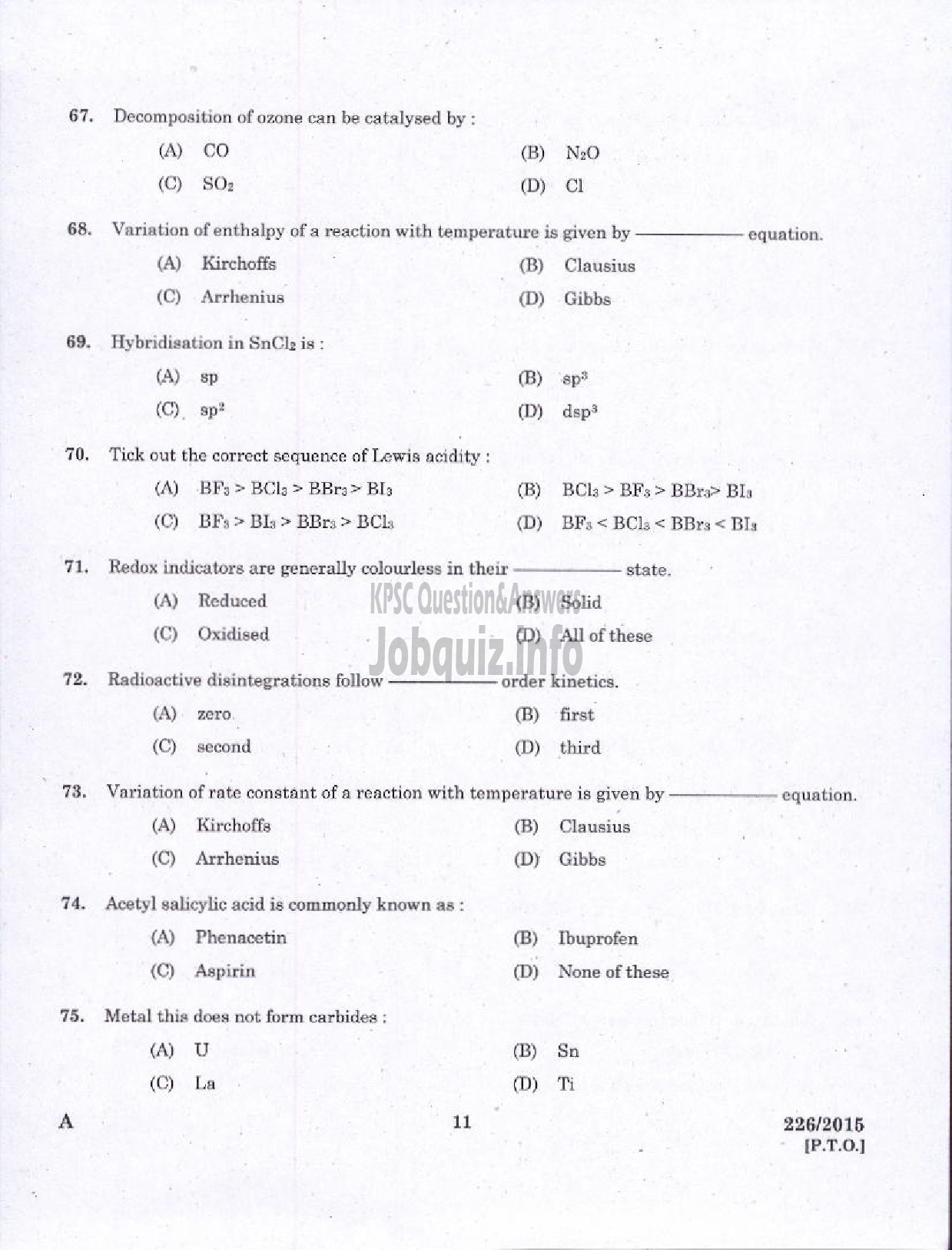 Kerala PSC Question Paper - CHEMIST GR II HEALTH SERVICES-9