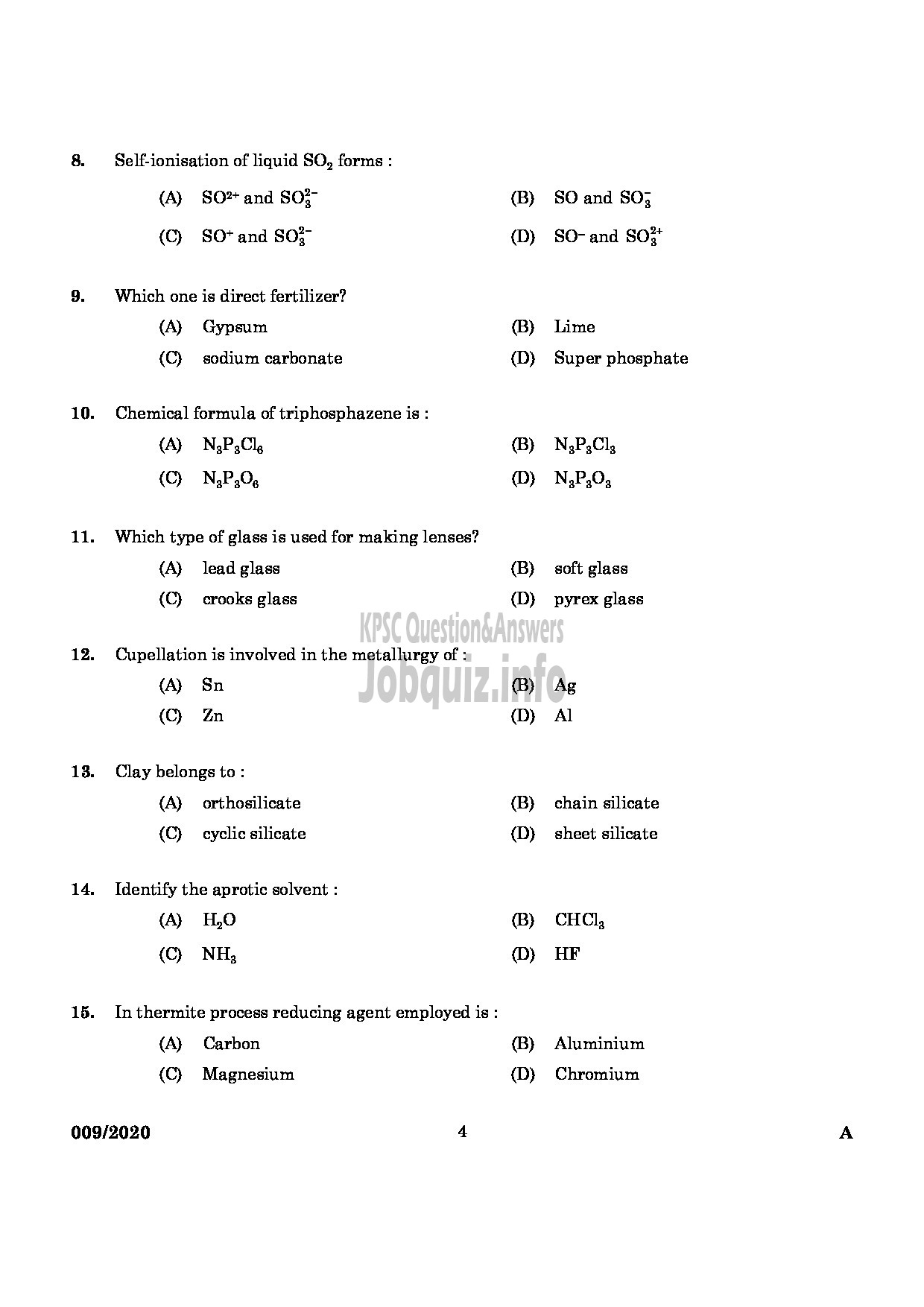 Kerala PSC Question Paper - CHEMIST IN FACTORIES AND BOILERS ENGLISH -2