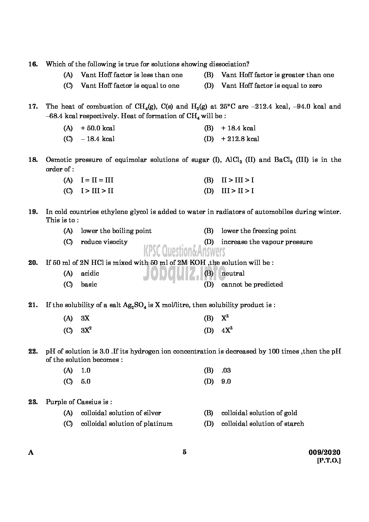 Kerala PSC Question Paper - CHEMIST IN FACTORIES AND BOILERS ENGLISH -3