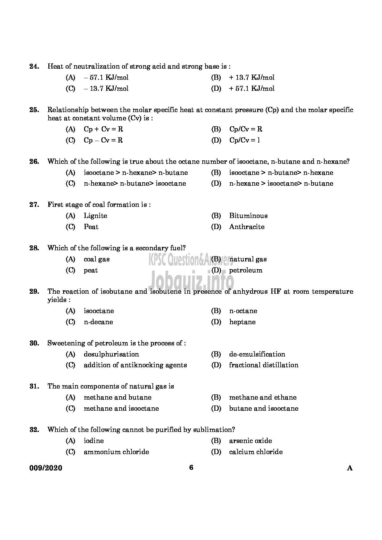 Kerala PSC Question Paper - CHEMIST IN FACTORIES AND BOILERS ENGLISH -4