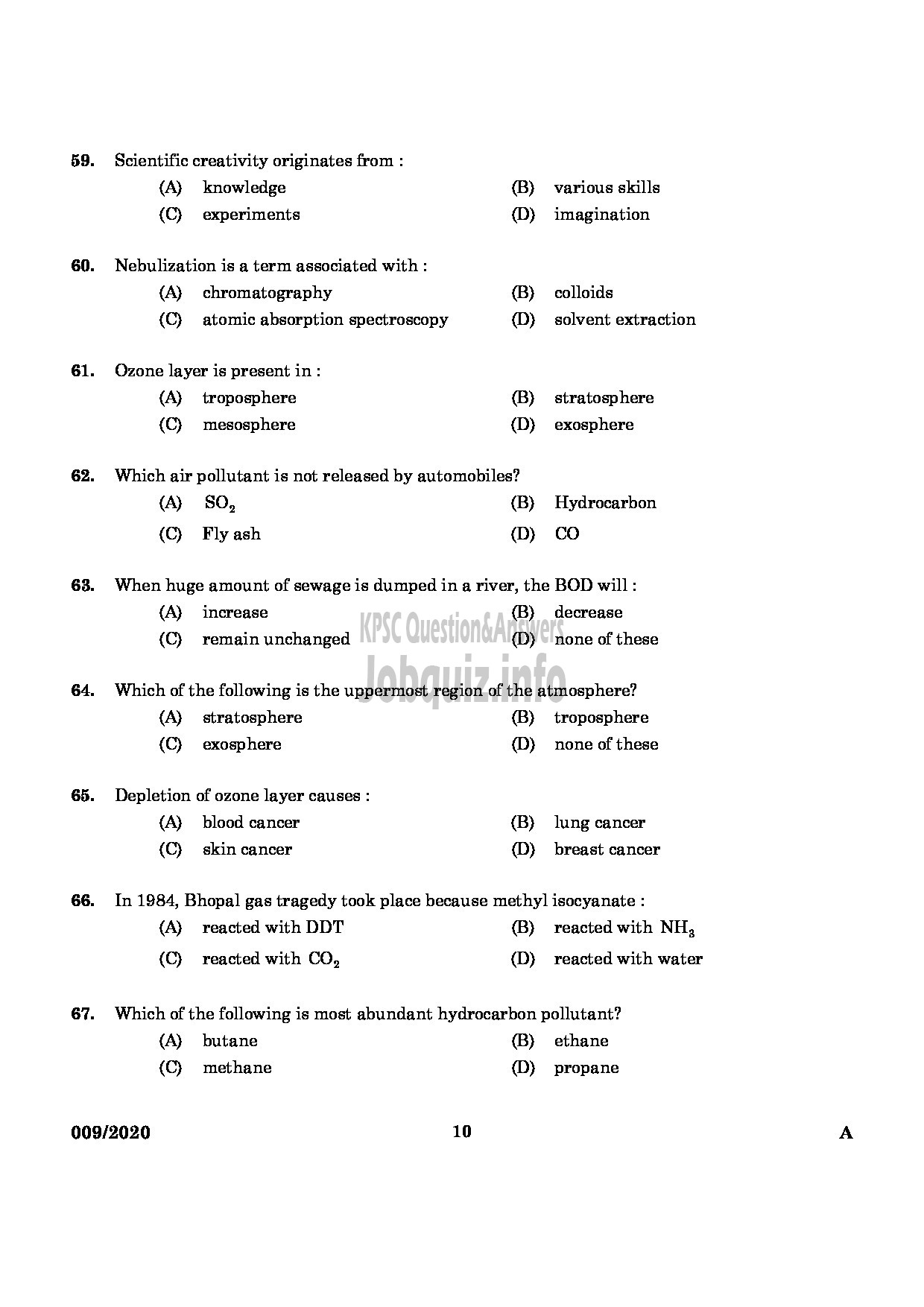 Kerala PSC Question Paper - CHEMIST IN FACTORIES AND BOILERS ENGLISH -8