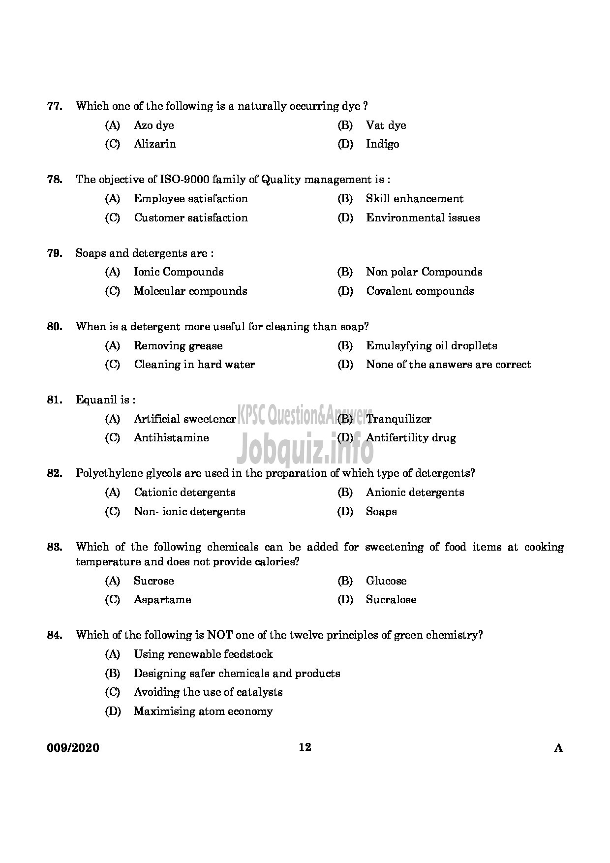 Kerala PSC Question Paper - CHEMIST IN FACTORIES AND BOILERS ENGLISH -10