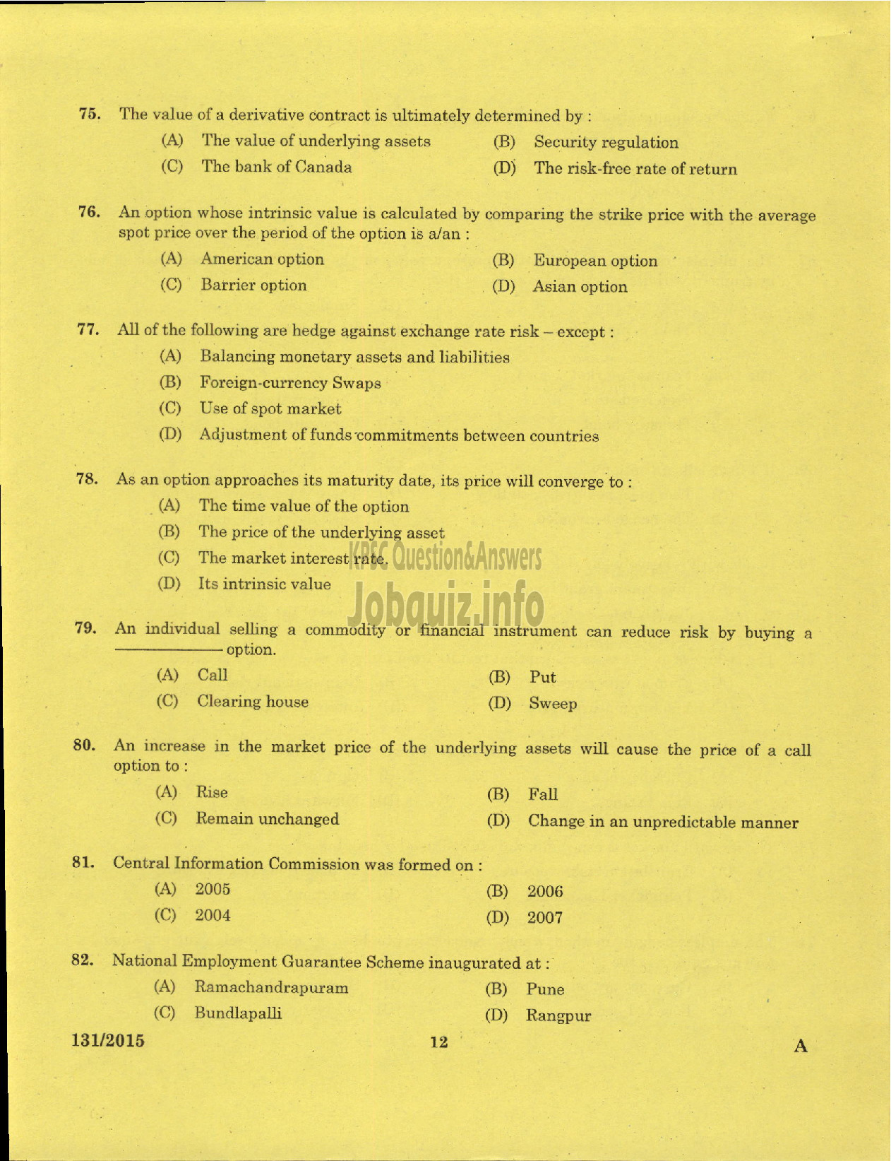 Kerala PSC Question Paper - CHIEF INTERNAL AUDITOR KSEB-10