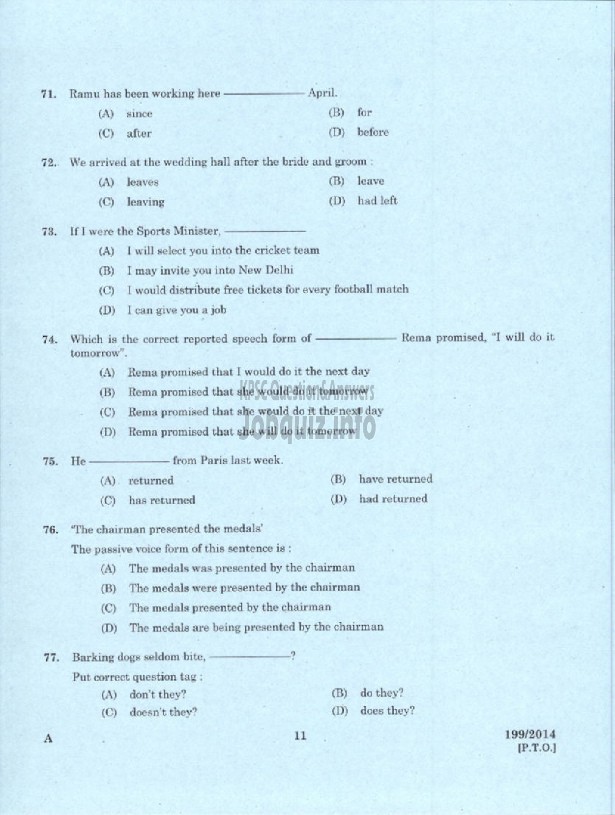 Kerala PSC Question Paper - CINE ASSISTANT / UNIT BOY NCA KFDC LTD-9