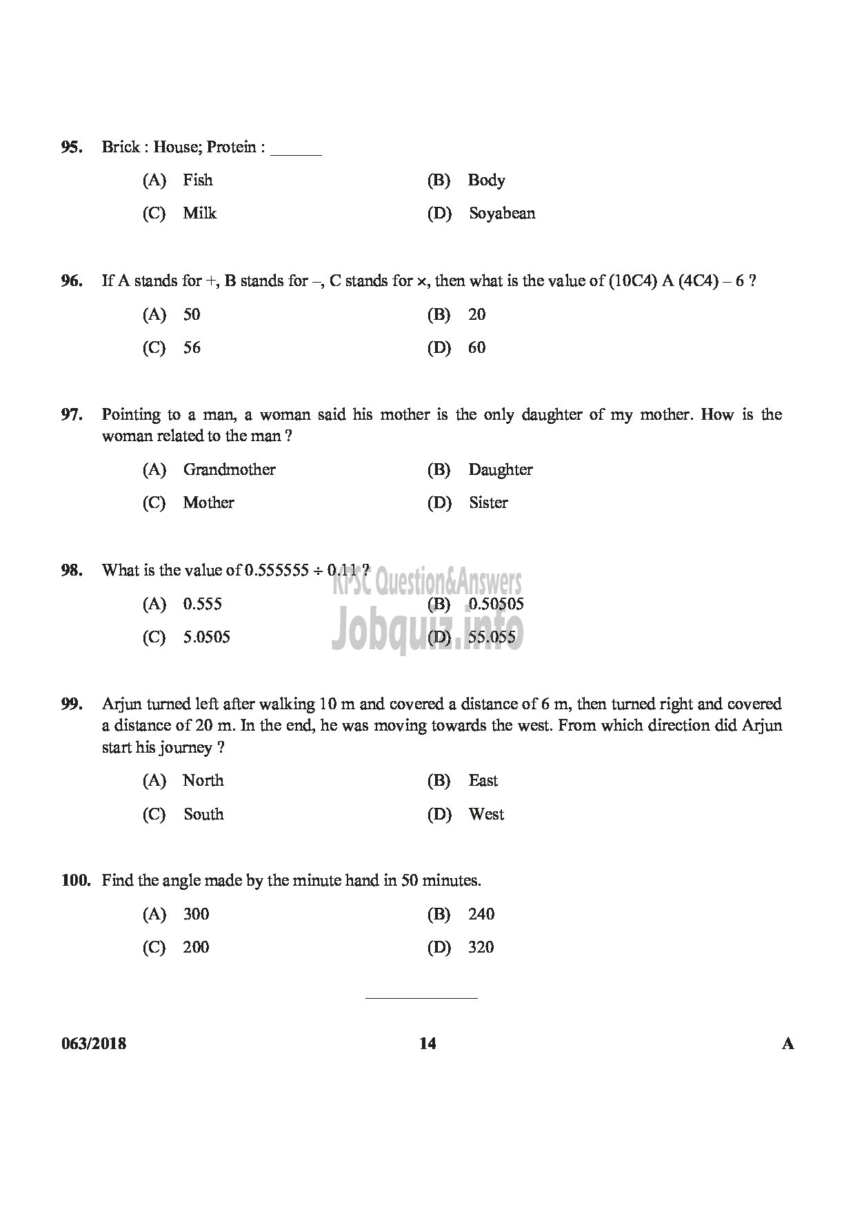 Kerala PSC Question Paper - CIVIL. POLICE OFFICER ARMED POLICE BATTALION WOMEN POLICE CONSTABLE ARMED POLICE BATTALION-14