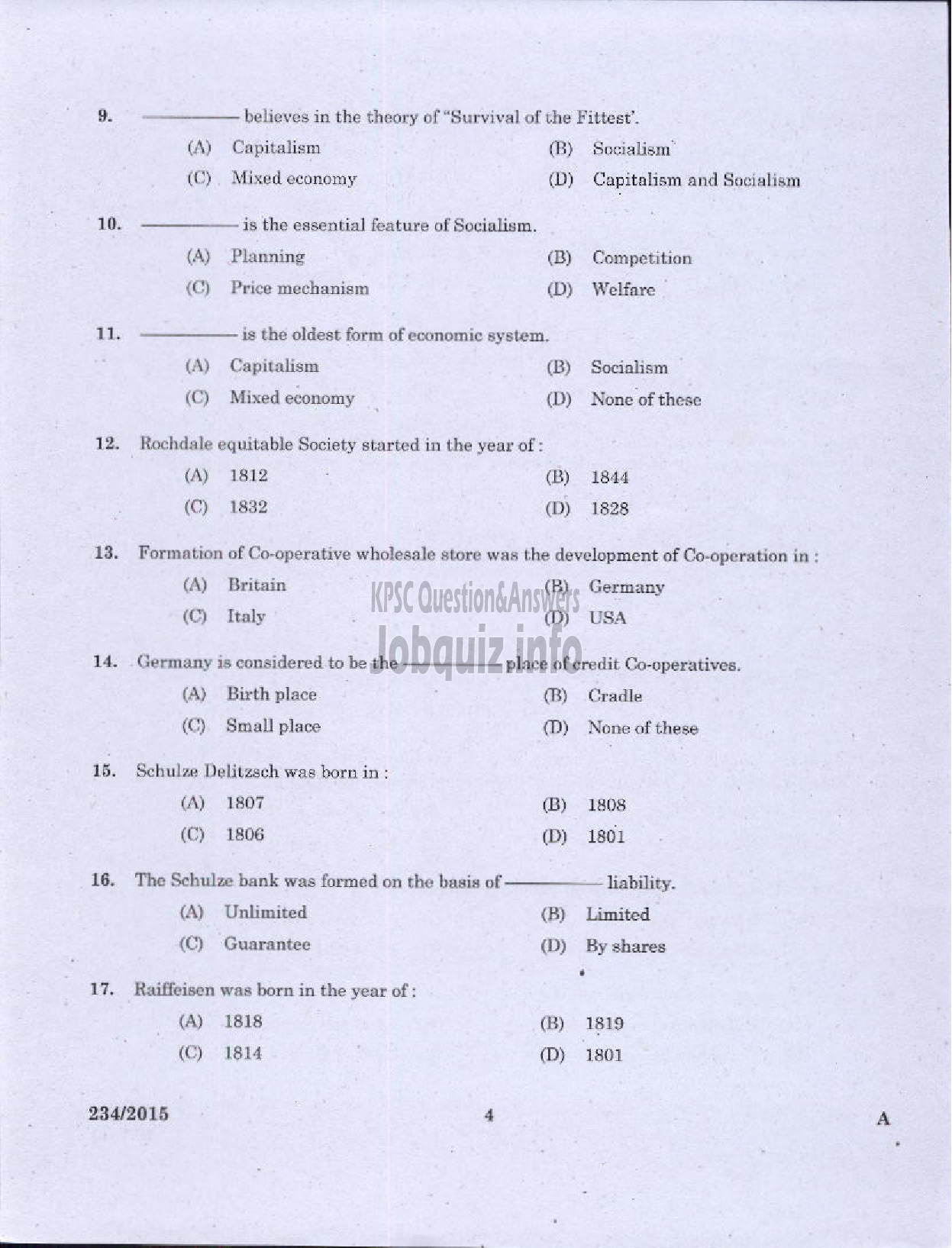 Kerala PSC Question Paper - CLERK/CASHIER DISTRICT CO OPERATIVE BANK-2