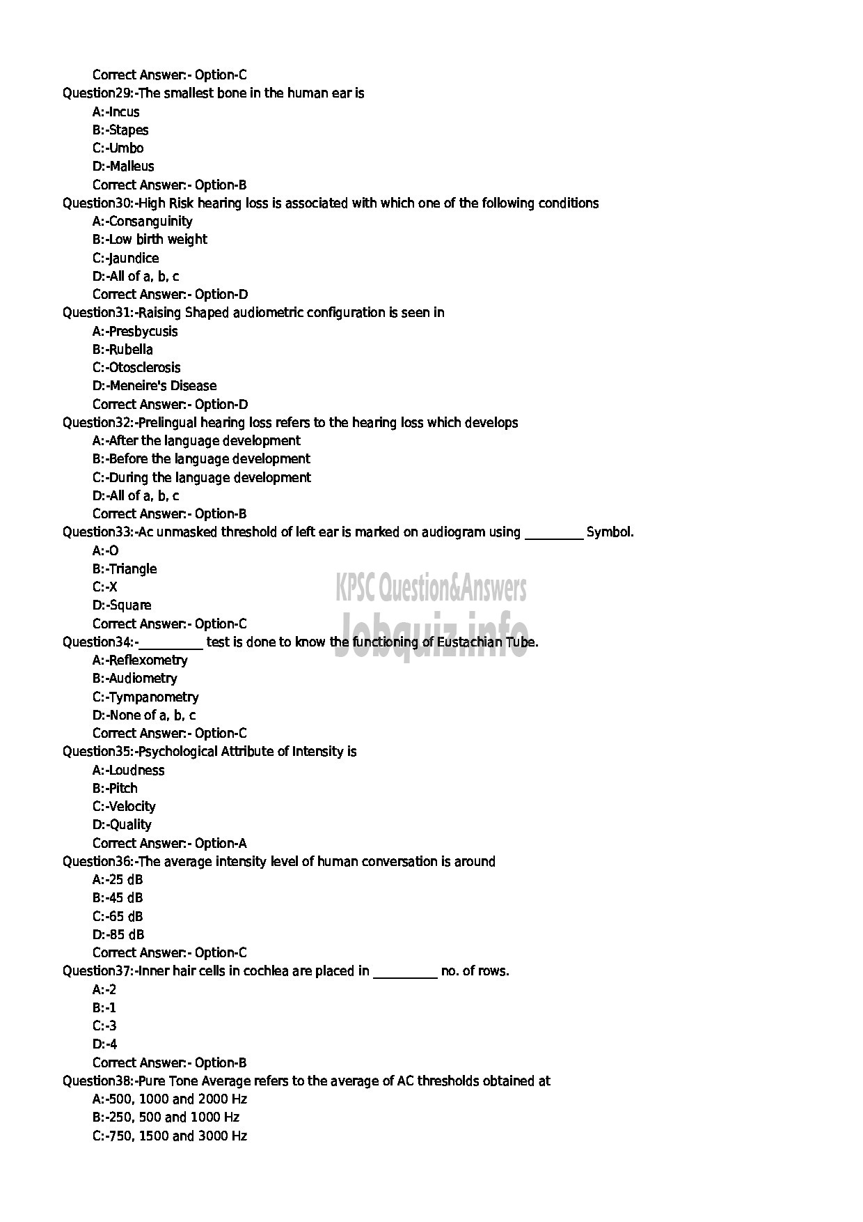 Kerala PSC Question Paper - CLINICAL AUDIOMETRICIAN CAT NO 256 2013 MEDICAL EDUCATION-4