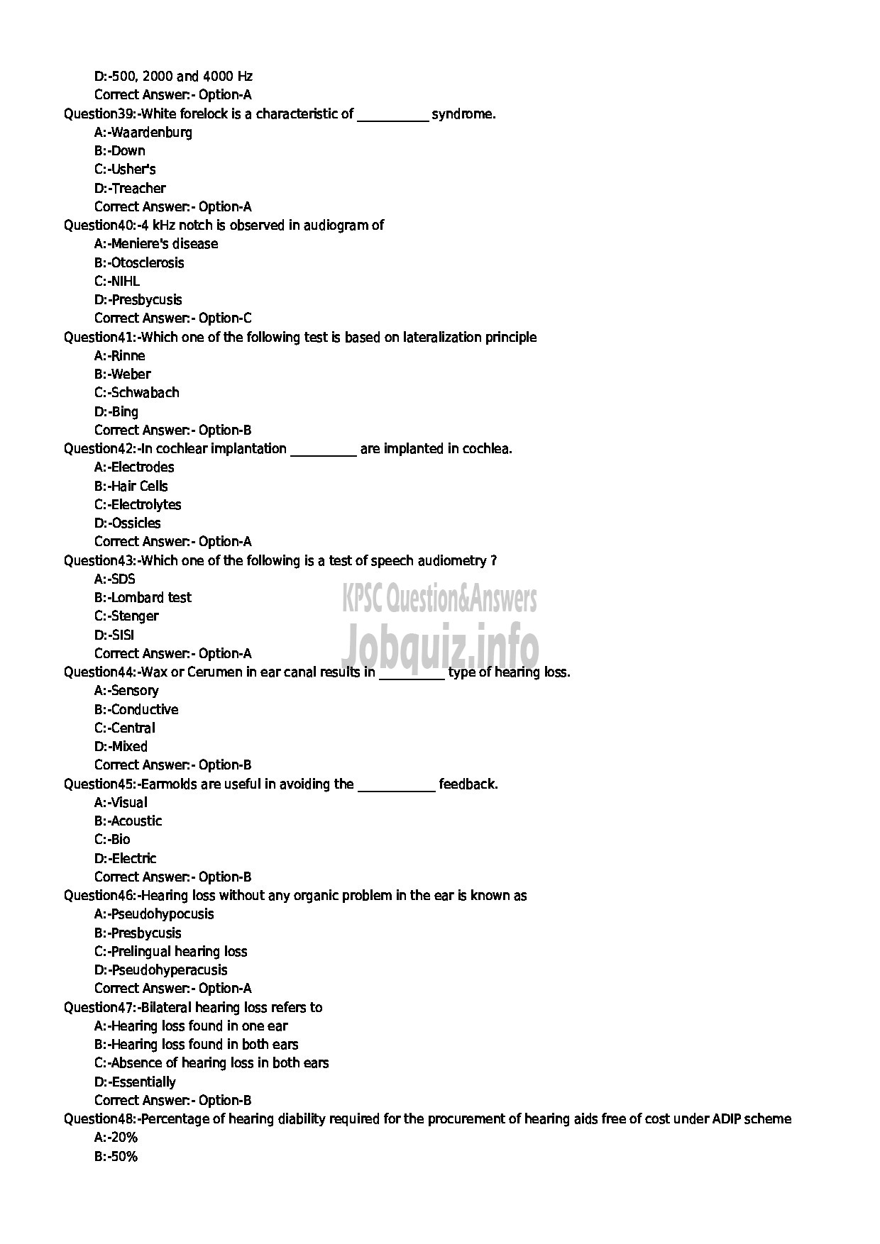 Kerala PSC Question Paper - CLINICAL AUDIOMETRICIAN CAT NO 256 2013 MEDICAL EDUCATION-5