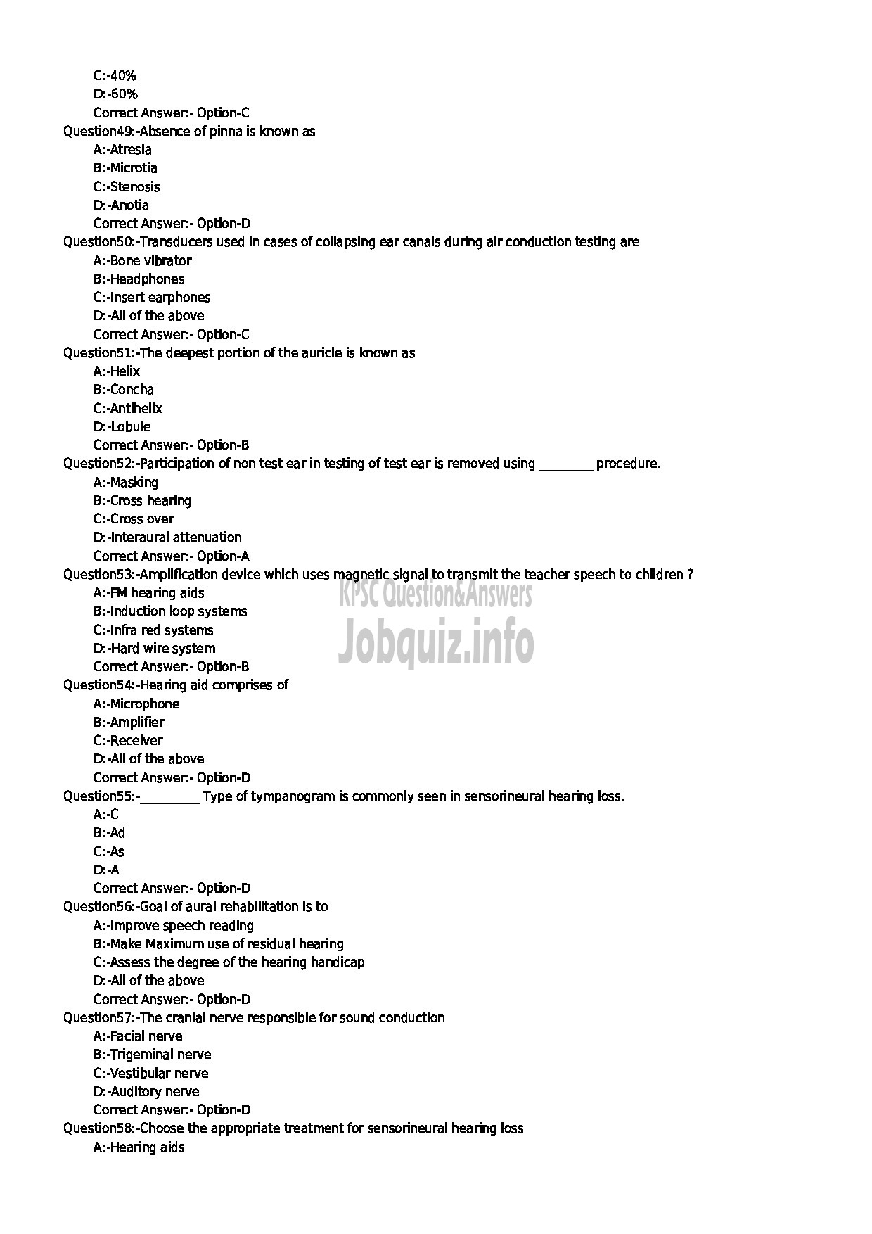 Kerala PSC Question Paper - CLINICAL AUDIOMETRICIAN CAT NO 256 2013 MEDICAL EDUCATION-6