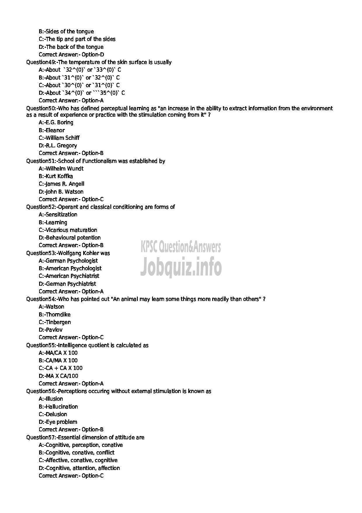 Kerala PSC Question Paper - CLINICAL PSYCHOLOGIST MEDICAL EDUCATION-6