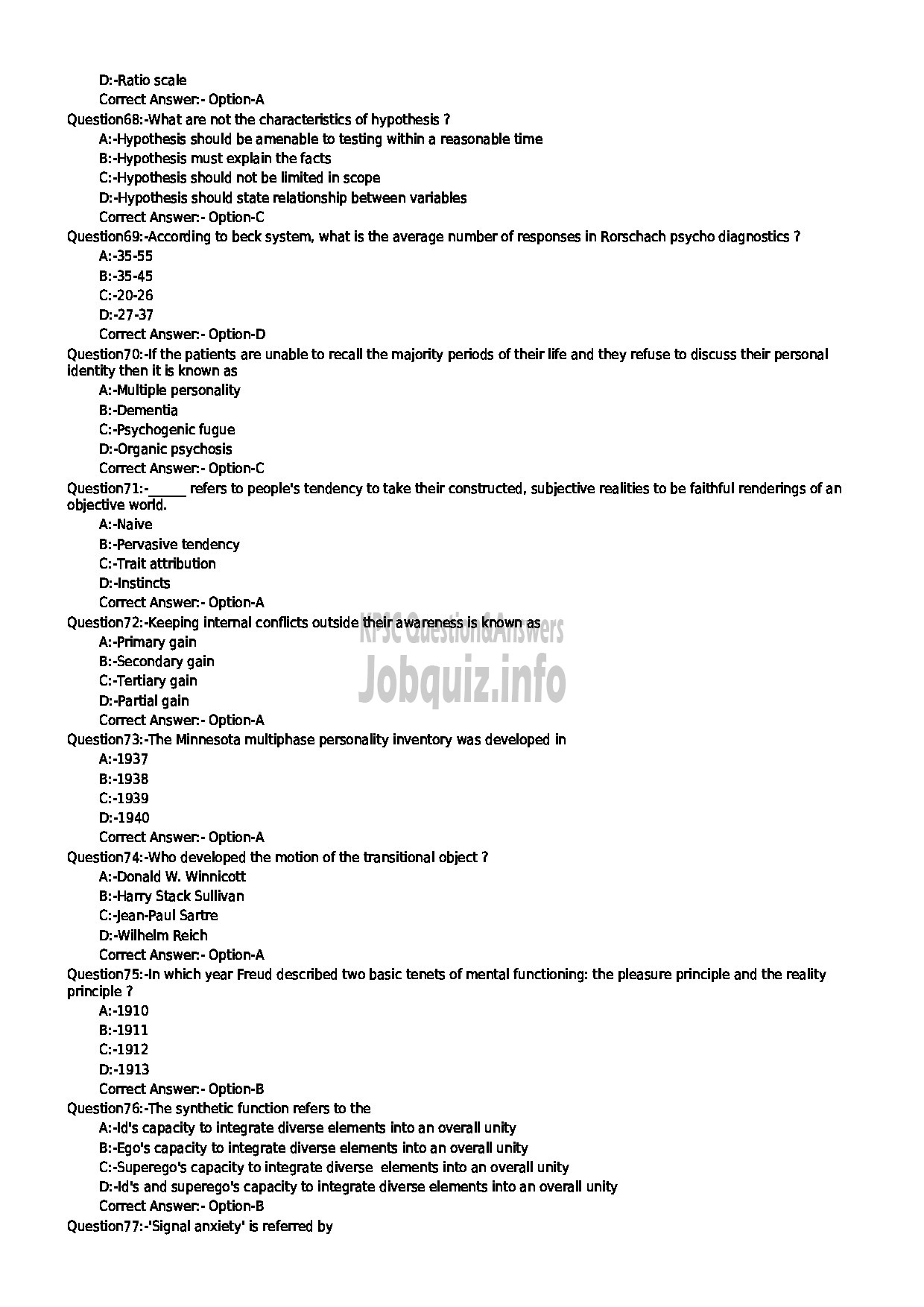 Kerala PSC Question Paper - CLINICAL PSYCHOLOGIST MEDICAL EDUCATION-8