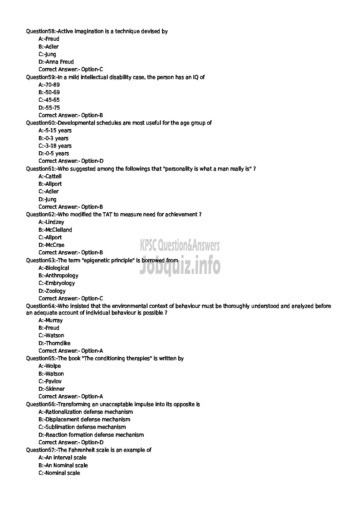 Kerala PSC Question Paper - CLINICAL PSYCHOLOGIST MEDICAL EDUCATION-7