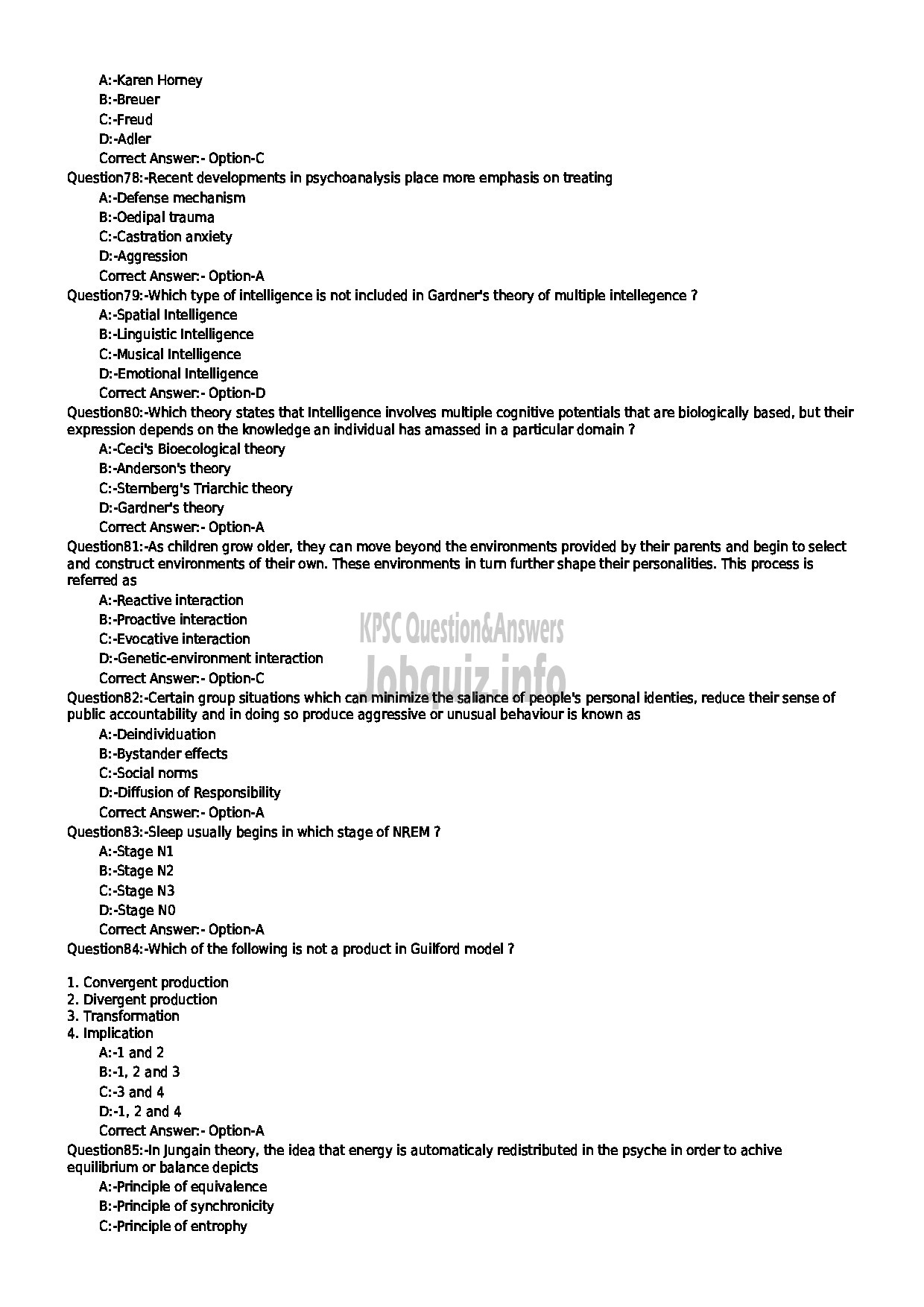 Kerala PSC Question Paper - CLINICAL PSYCHOLOGIST MEDICAL EDUCATION-9