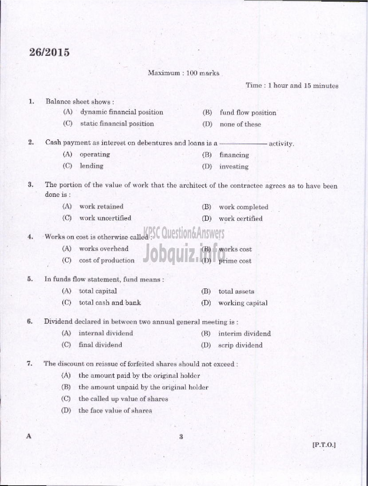 Kerala PSC Question Paper - COMMERCIAL TAX OFFICER SR FOR ST ONLY AND DIRECT COMMERCIAL TAXES DEPT-1