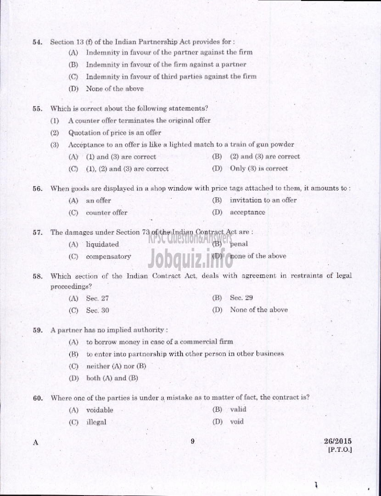 Kerala PSC Question Paper - COMMERCIAL TAX OFFICER SR FOR ST ONLY AND DIRECT COMMERCIAL TAXES DEPT-7