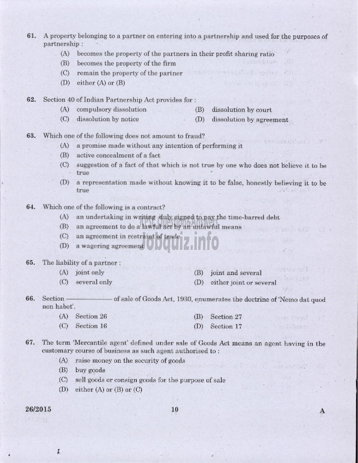 Kerala PSC Question Paper - COMMERCIAL TAX OFFICER SR FOR ST ONLY AND DIRECT COMMERCIAL TAXES DEPT-8