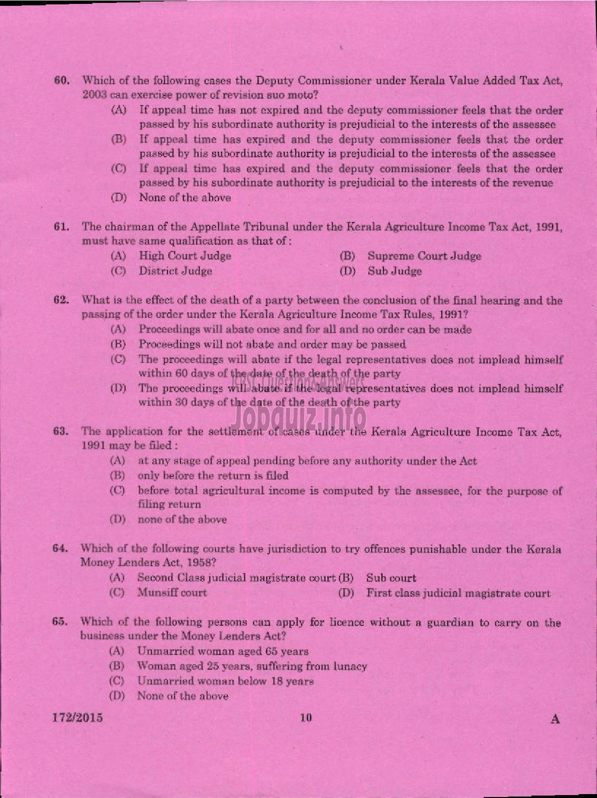 Kerala PSC Question Paper - COMMERCIAL TAX OFFICER SR SC/ST COMMERCIAL TAXES-8