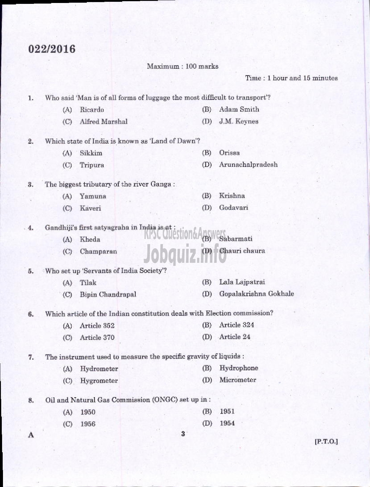 Kerala PSC Question Paper - COMPUTER ASSISTANT GRADE II GOVERNMENT SECRETARIAT KPSC LFAD ADVOCATE GENERALS OFFICE/ FINANCE-1