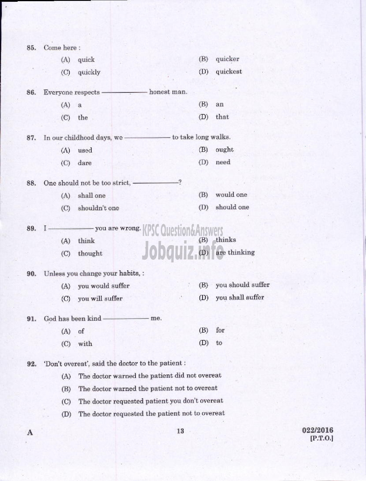 Kerala PSC Question Paper - COMPUTER ASSISTANT GRADE II GOVERNMENT SECRETARIAT KPSC LFAD ADVOCATE GENERALS OFFICE/ FINANCE-11