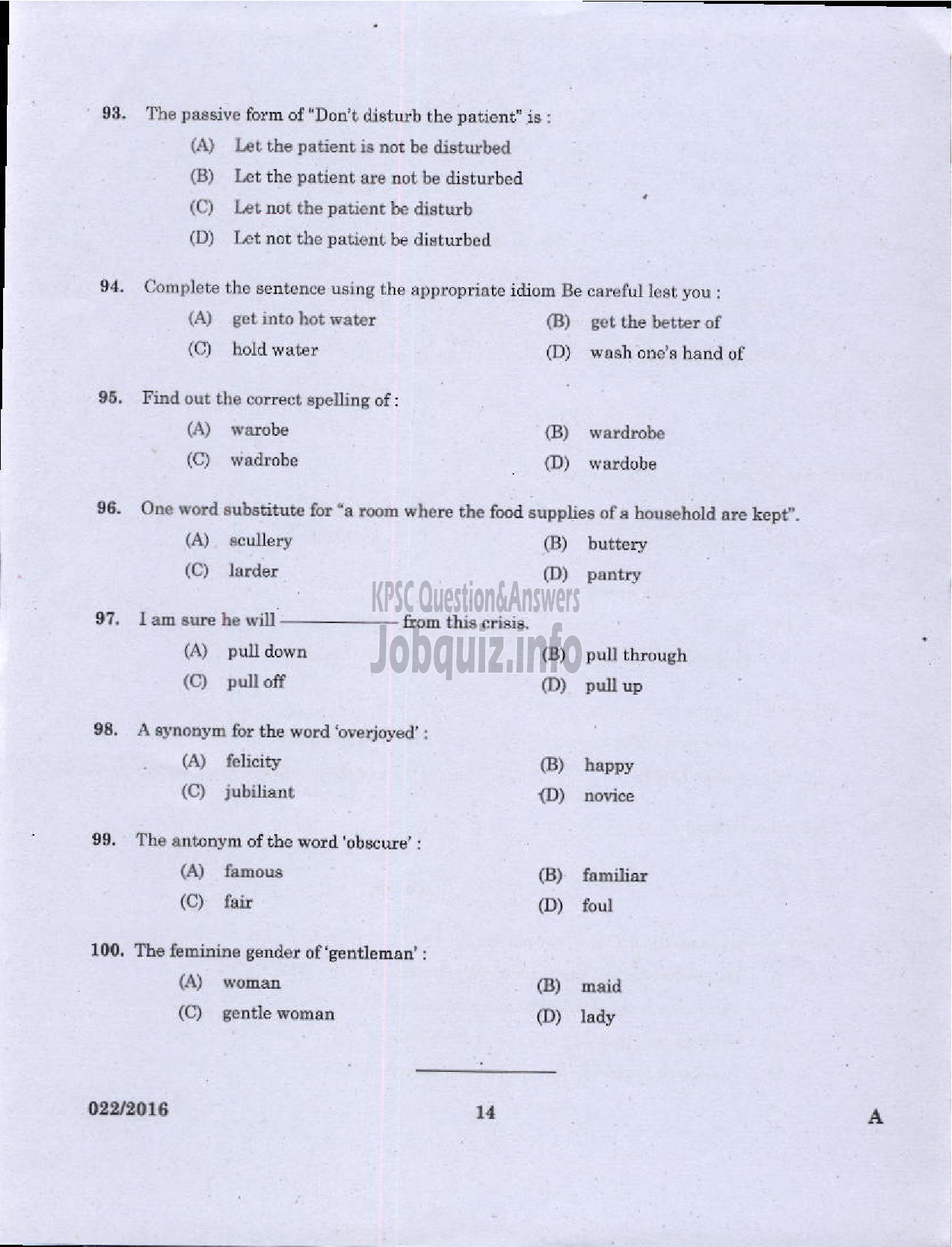 Kerala PSC Question Paper - COMPUTER ASSISTANT GRADE II GOVERNMENT SECRETARIAT KPSC LFAD ADVOCATE GENERALS OFFICE/ FINANCE-12