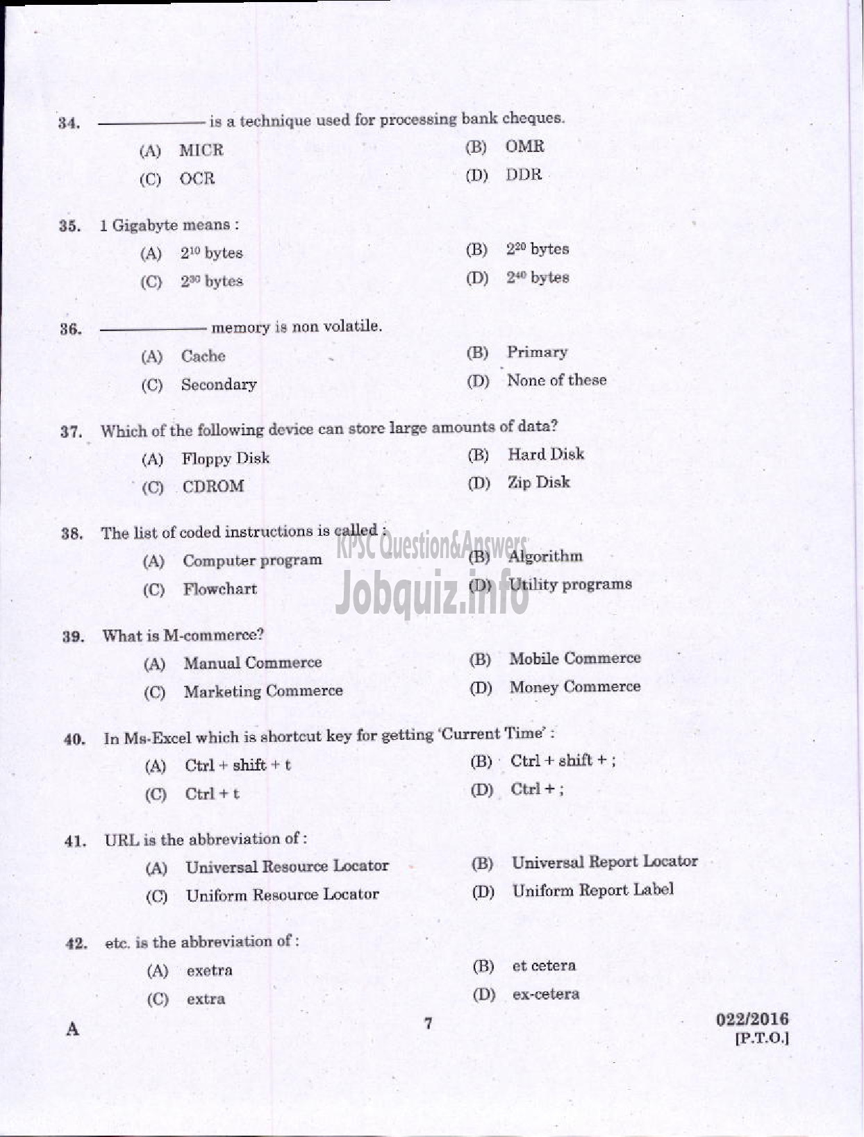 Kerala PSC Question Paper - COMPUTER ASSISTANT GRADE II GOVERNMENT SECRETARIAT KPSC LFAD ADVOCATE GENERALS OFFICE/ FINANCE-5