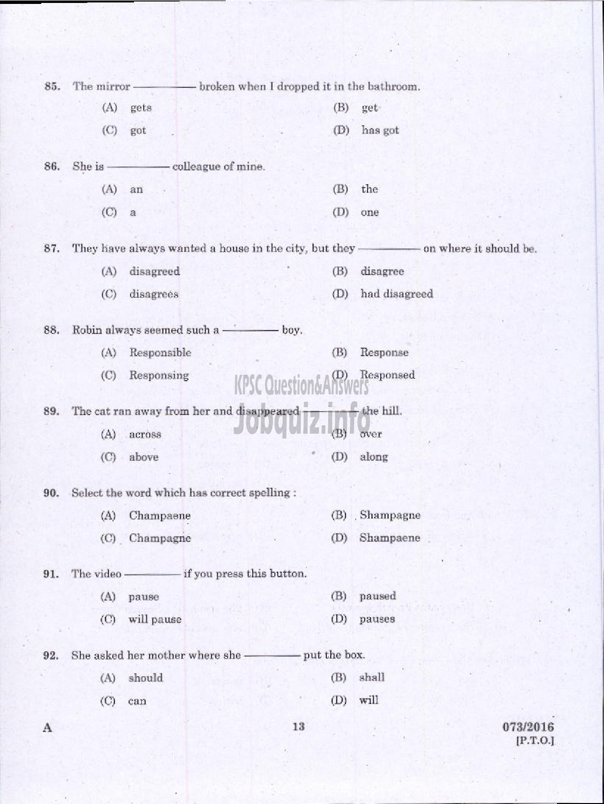 Kerala PSC Question Paper - COMPUTER ASSISTANT GR II UNIVERSITIES IN KERALA-11