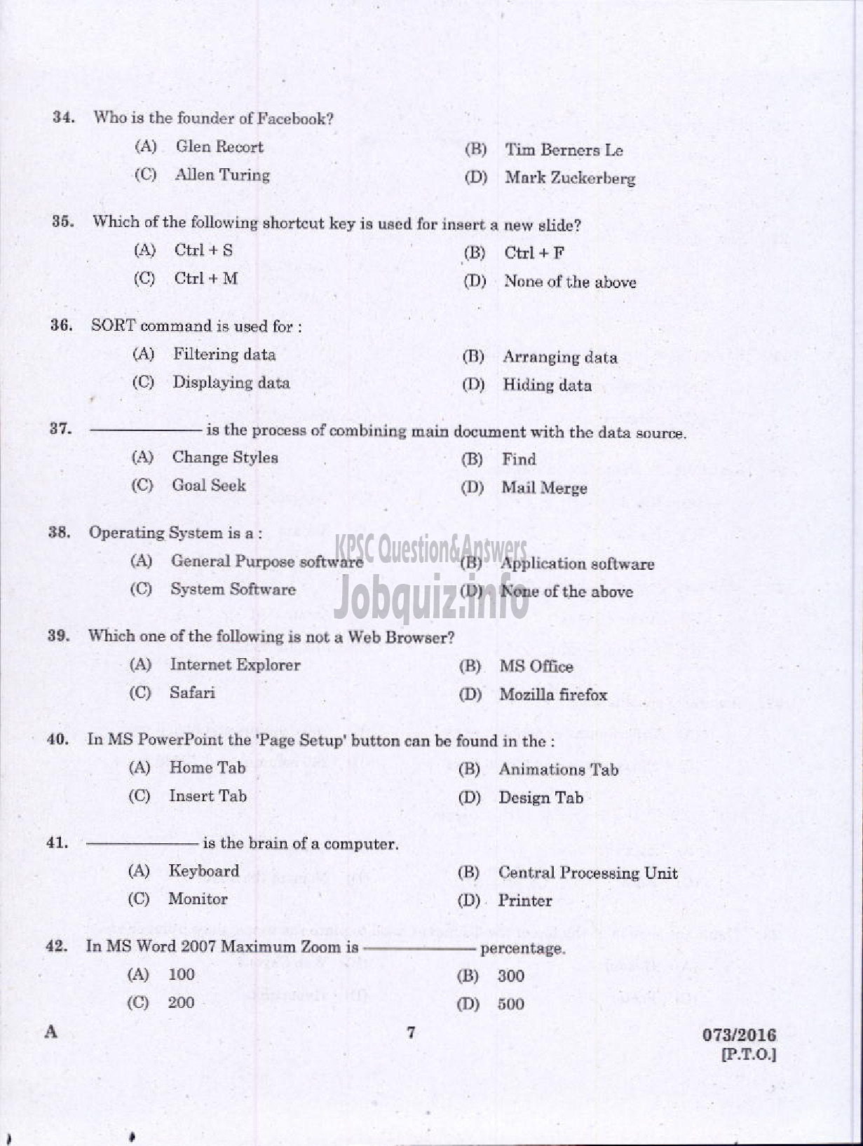 Kerala PSC Question Paper - COMPUTER ASSISTANT GR II UNIVERSITIES IN KERALA-5