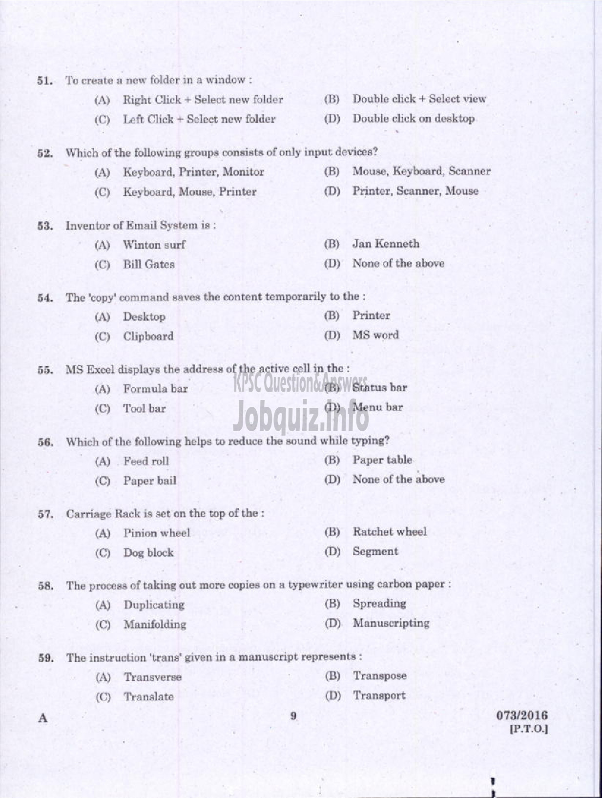 Kerala PSC Question Paper - COMPUTER ASSISTANT GR II UNIVERSITIES IN KERALA-7