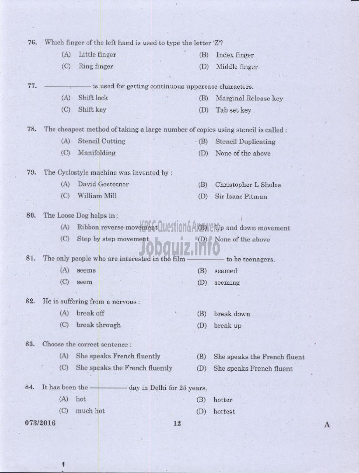 Kerala PSC Question Paper - COMPUTER ASSISTANT GR II UNIVERSITIES IN KERALA-10