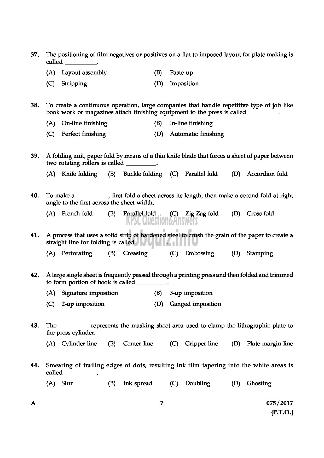 Kerala PSC Question Paper - COMPUTER GR II AND COPY HOLDER PRINTING AND LEGISLATIVE SECRETARIAT QUESTION PAPER-6