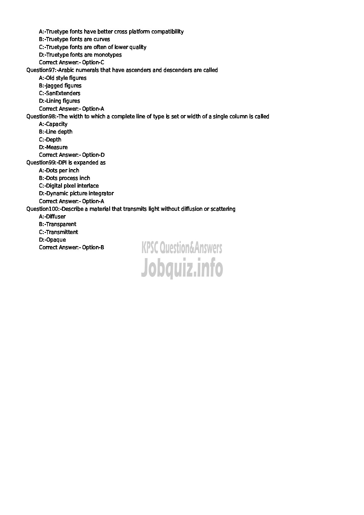 Kerala PSC Question Paper - COMPUTER GR II PRINTING-11