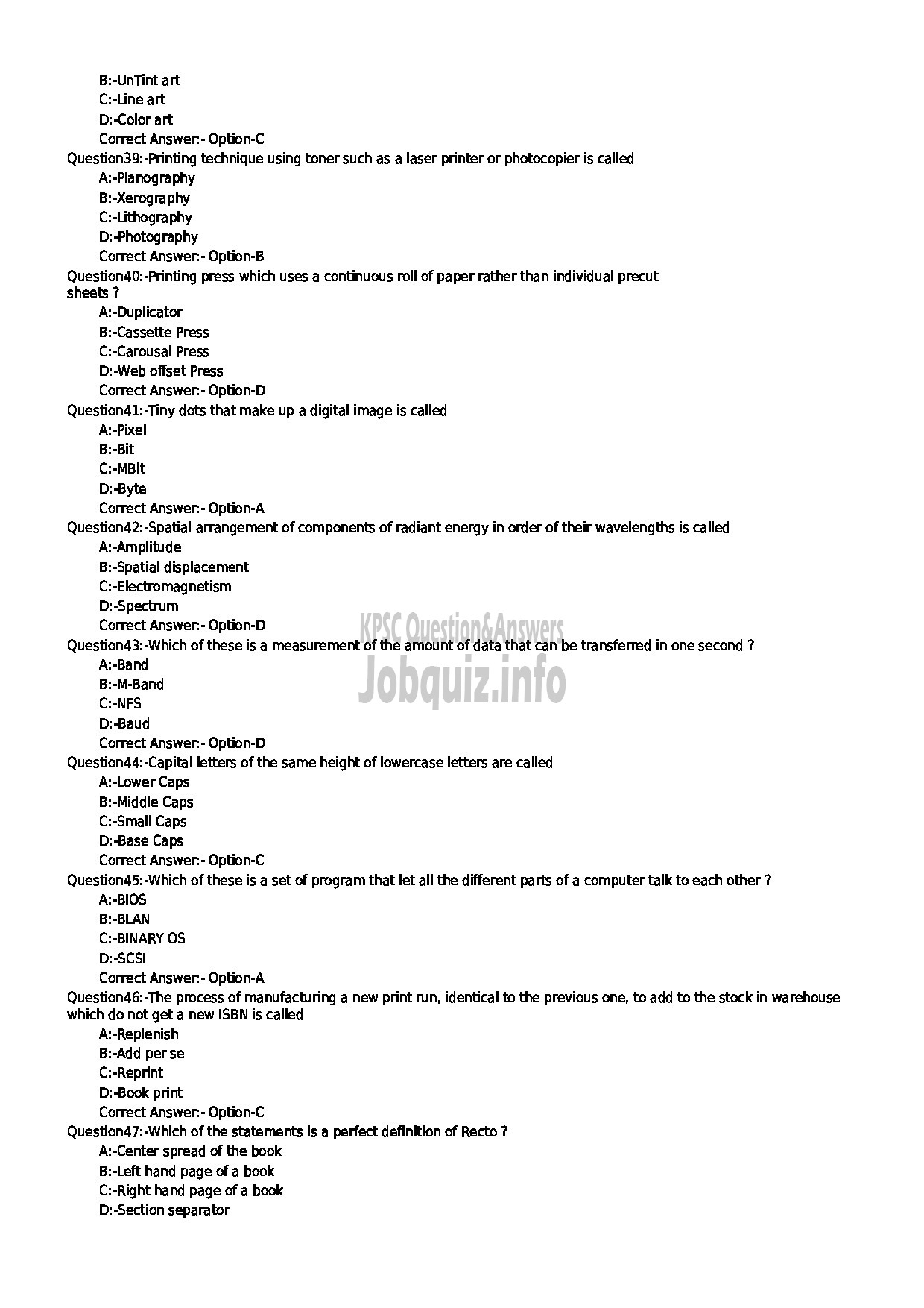 Kerala PSC Question Paper - COMPUTER GR II PRINTING-5