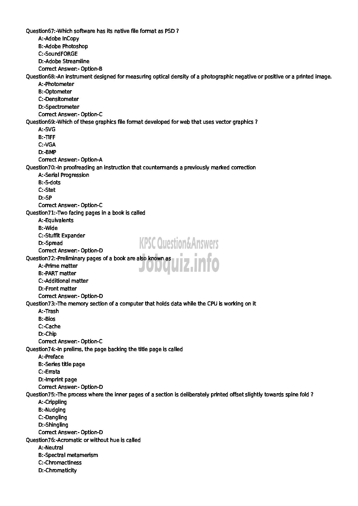 Kerala PSC Question Paper - COMPUTER GR II PRINTING-8