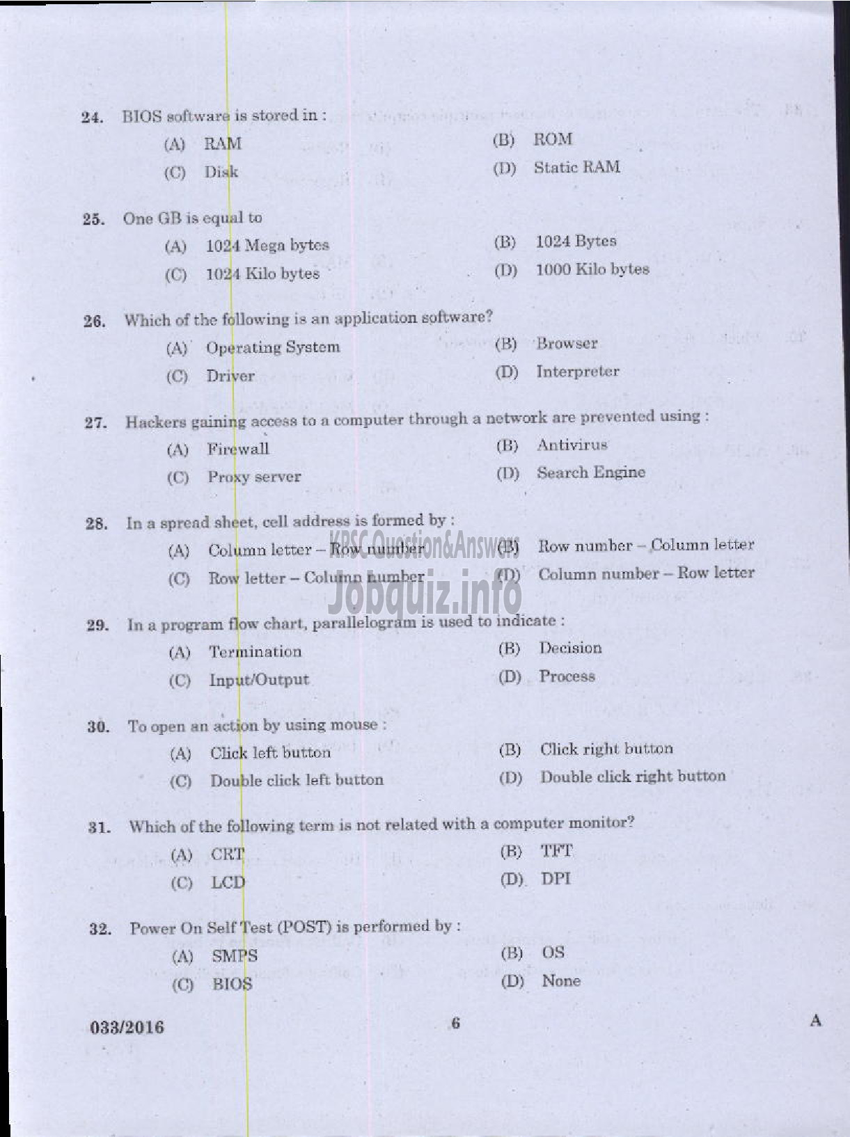 Kerala PSC Question Paper - COMPUTER OPERATOR INFORMATION AND PUBLIC RELATIONS-4