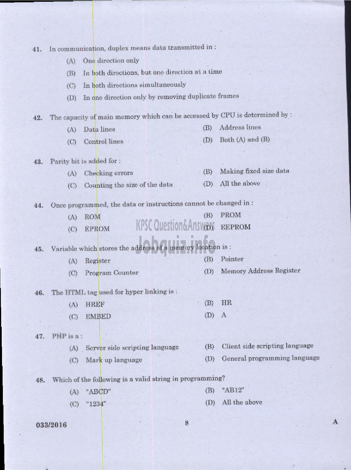 Kerala PSC Question Paper - COMPUTER OPERATOR INFORMATION AND PUBLIC RELATIONS-6