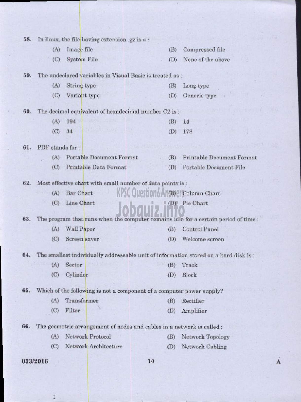 Kerala PSC Question Paper - COMPUTER OPERATOR INFORMATION AND PUBLIC RELATIONS-8