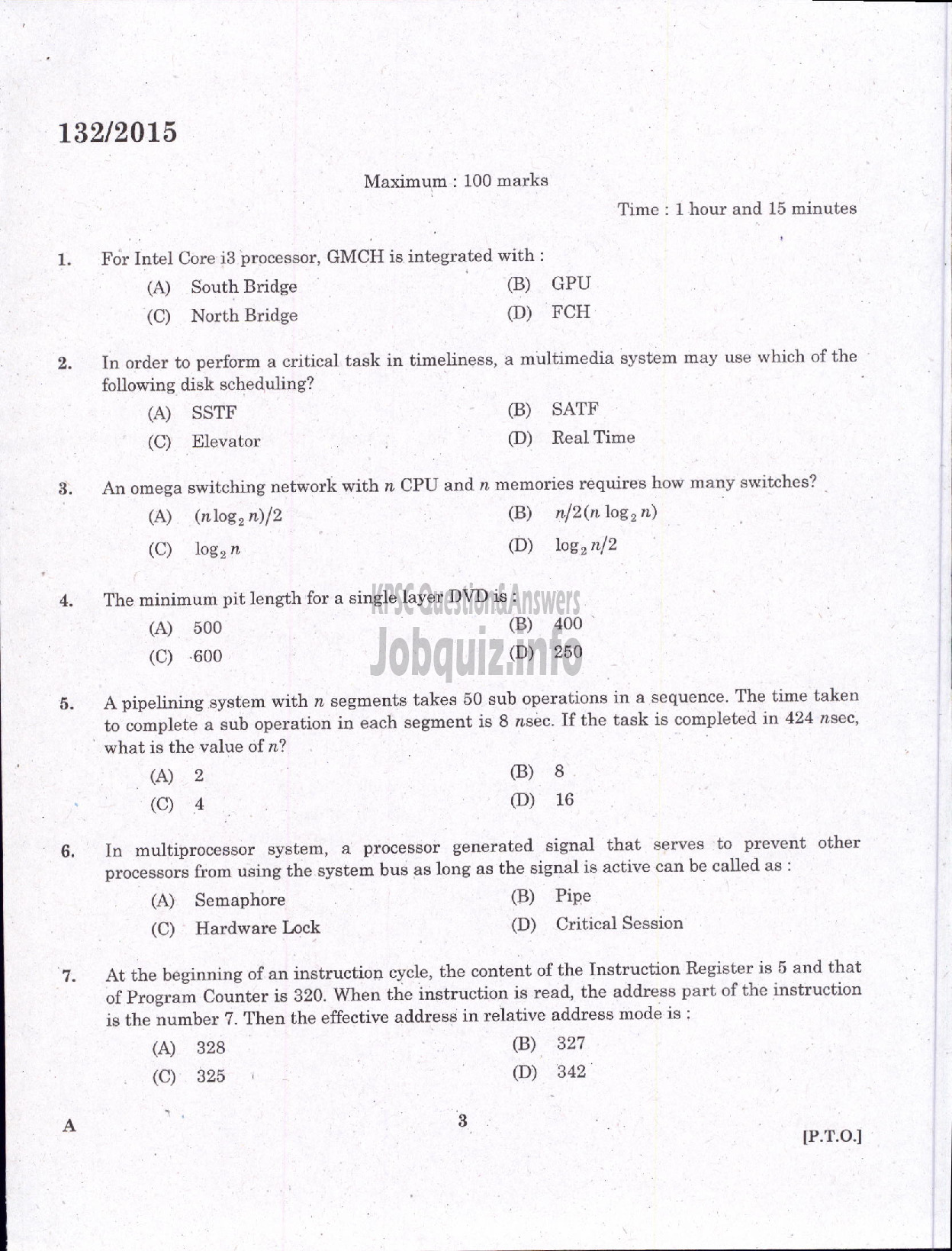 Kerala PSC Question Paper - COMPUTER OPERATOR KIRTADS-1