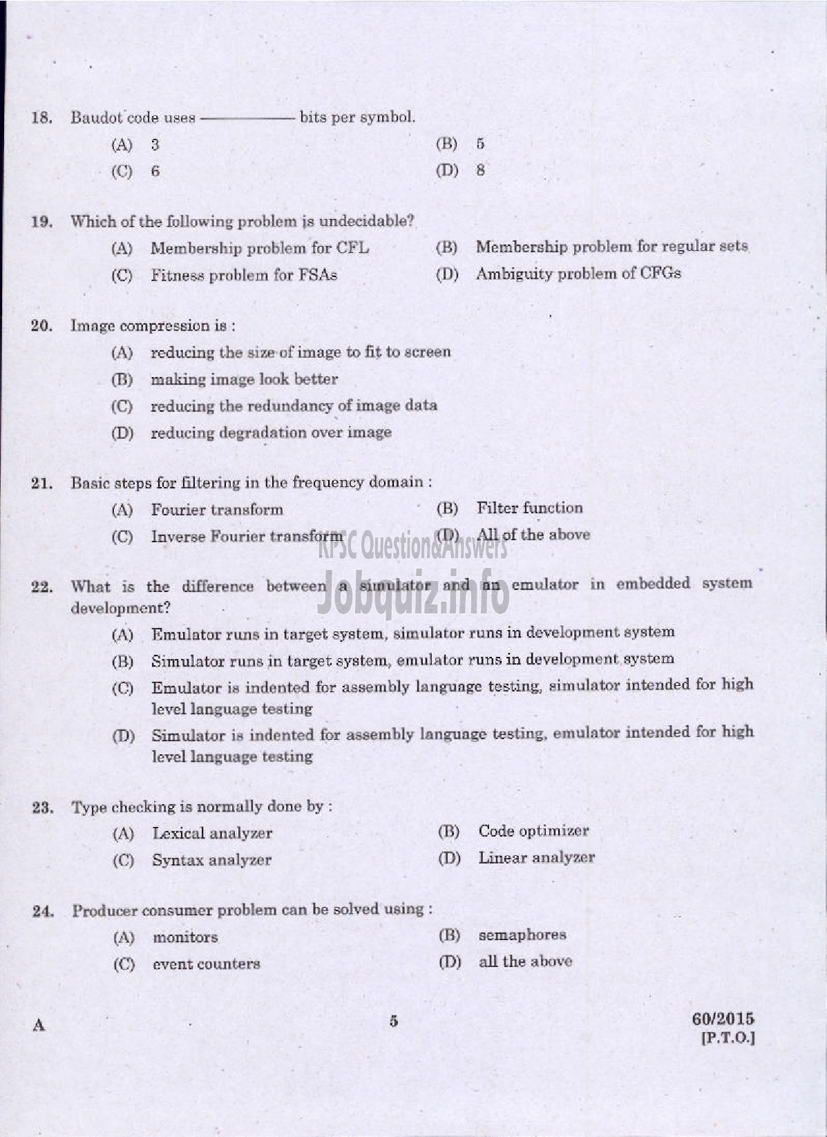 Kerala PSC Question Paper - COMPUTER PROGRAMMER TECHNICAL EDUCATION ENGINEERING COLLEGES-3