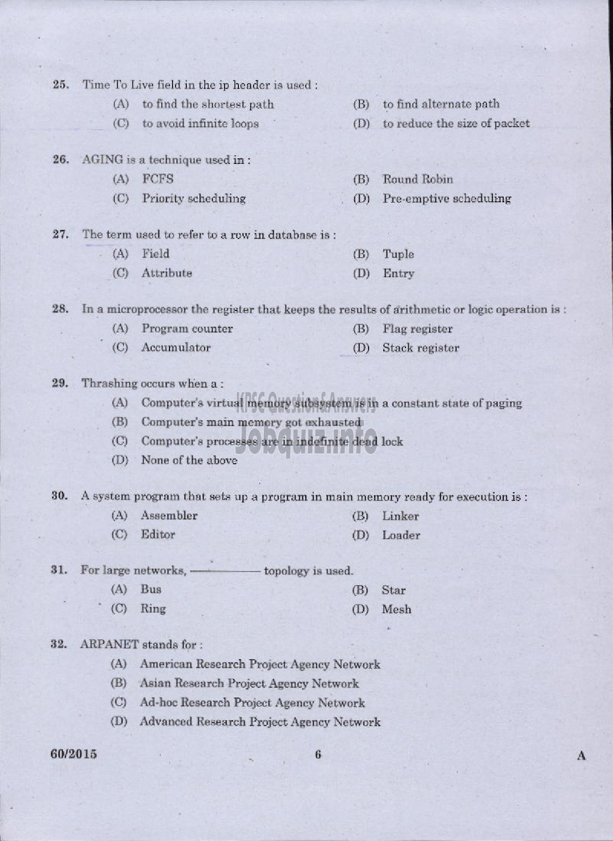 Kerala PSC Question Paper - COMPUTER PROGRAMMER TECHNICAL EDUCATION ENGINEERING COLLEGES-4