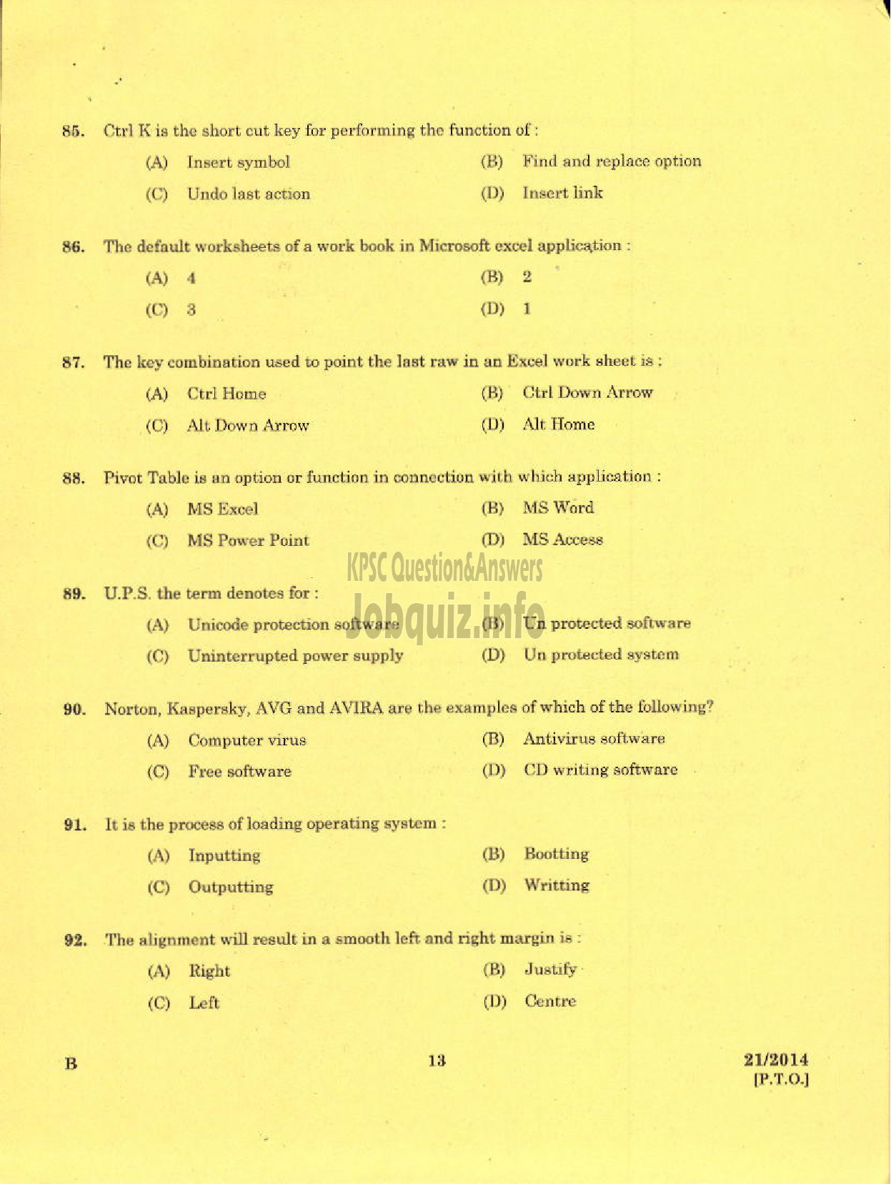 Kerala PSC Question Paper - CONFIDENTIAL ASSISTANT GRADE 11 STENOGRAPHER GRADE II HANDICRAFT DEV. COR. STENOGRAPHER GR II STENOTYPIST GR II KERALA MILK MARKETING FED-11