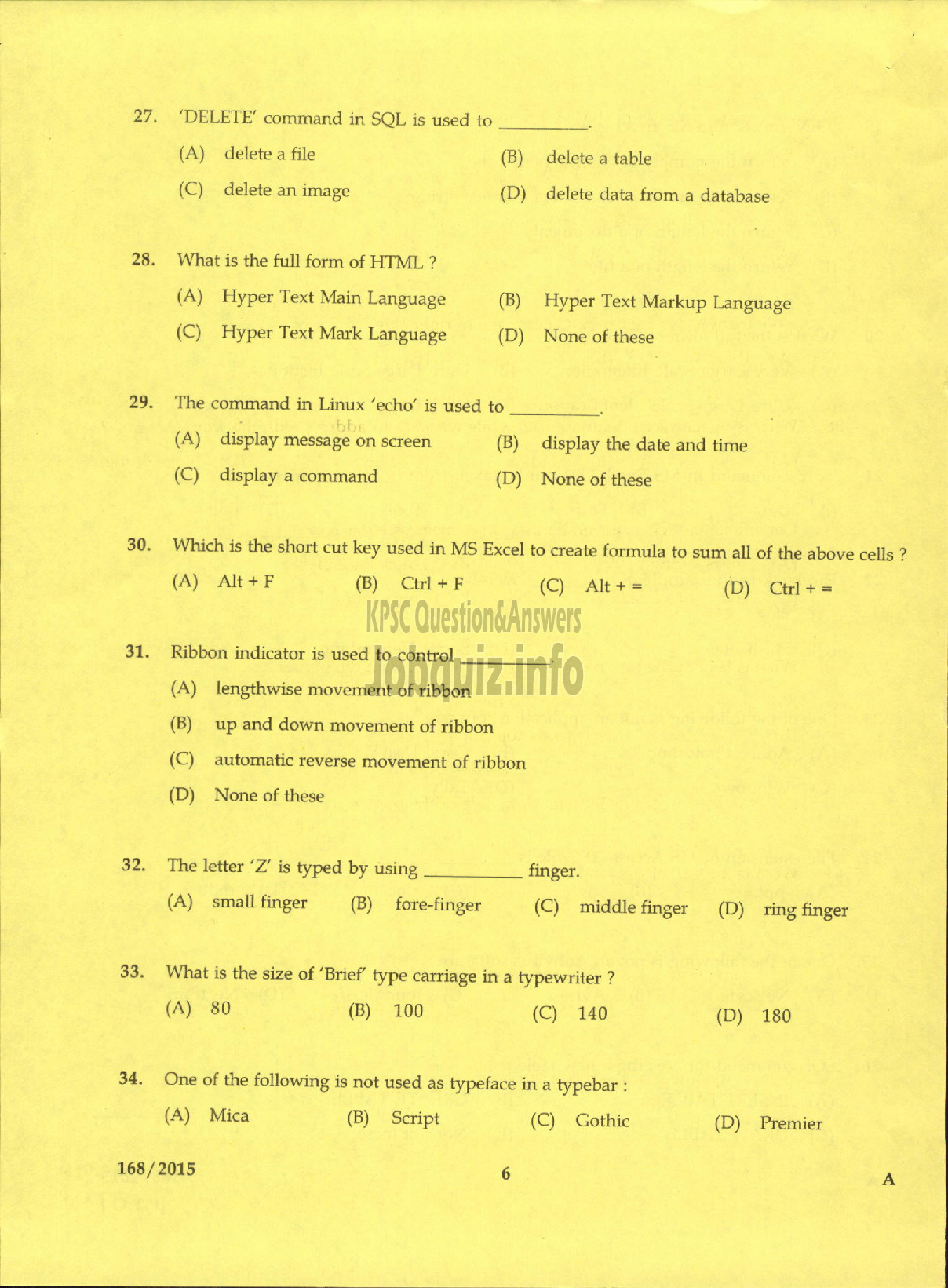 Kerala PSC Question Paper - CONFIDENTIAL ASSISTANT GR II KERALA WATER AUTHORITY-4