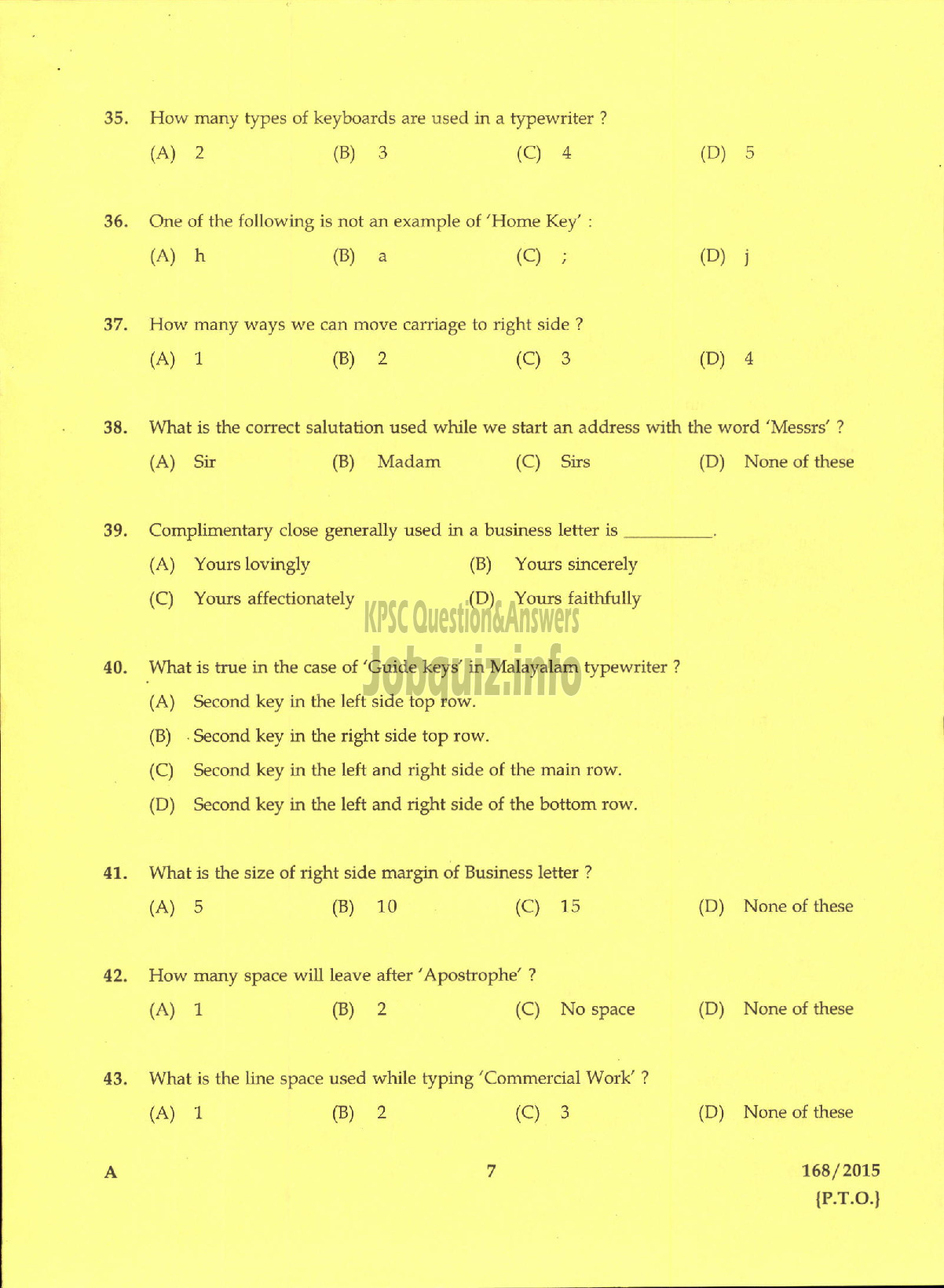 Kerala PSC Question Paper - CONFIDENTIAL ASSISTANT GR II KERALA WATER AUTHORITY-5