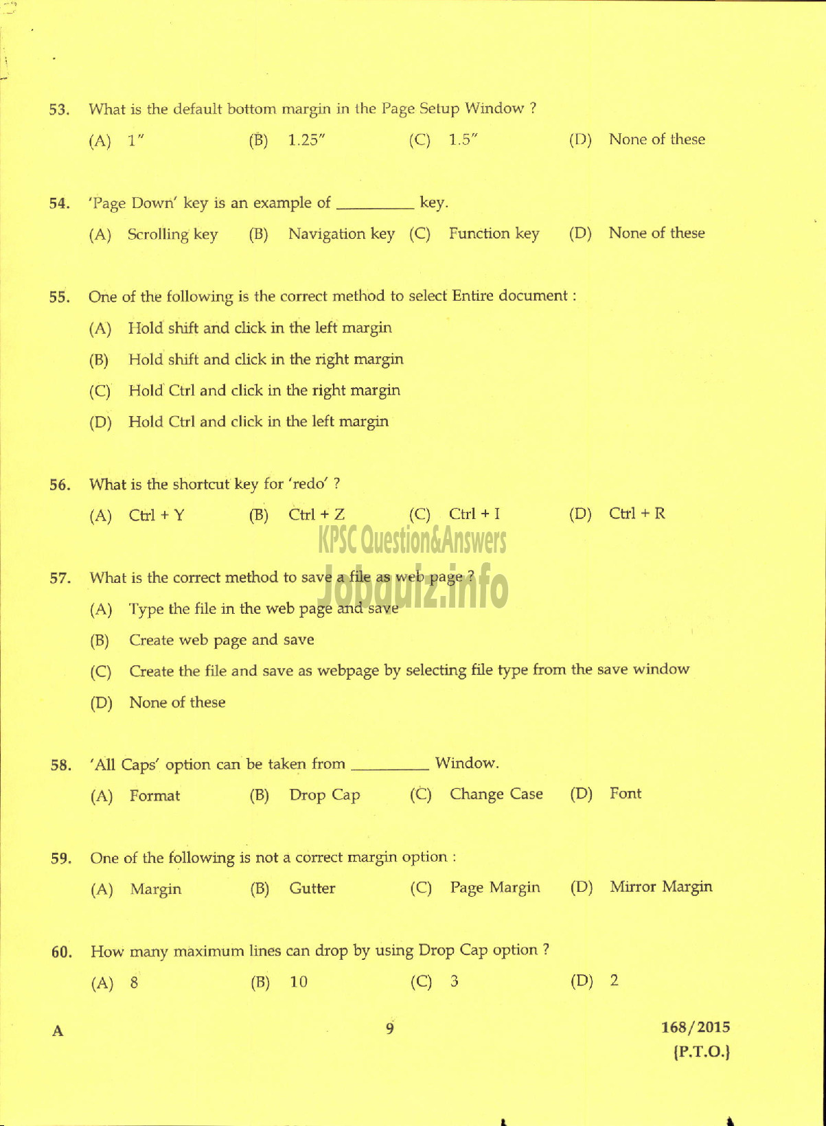 Kerala PSC Question Paper - CONFIDENTIAL ASSISTANT GR II KERALA WATER AUTHORITY-7