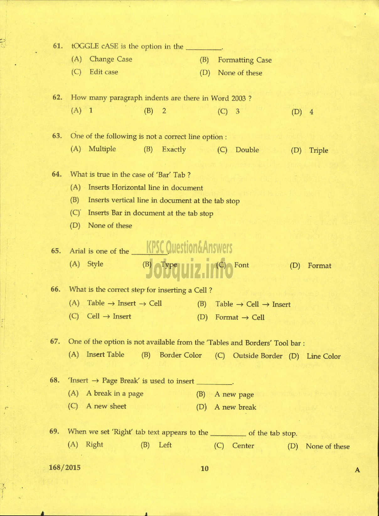 Kerala PSC Question Paper - CONFIDENTIAL ASSISTANT GR II KERALA WATER AUTHORITY-8