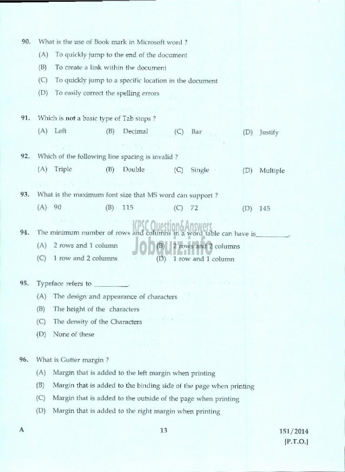 Kerala PSC Question Paper - CONFIDENTIAL ASSISTANT GR II NCA VARIOUS WYD / STENOGRAPHER GR II KLDC LTD-11