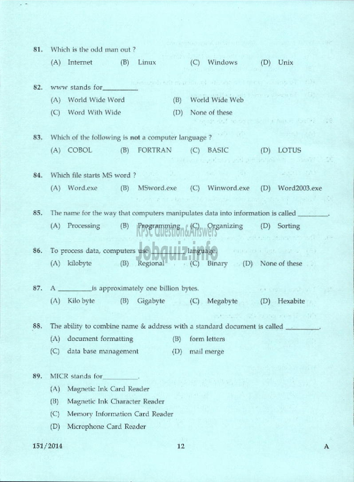 Kerala PSC Question Paper - CONFIDENTIAL ASSISTANT GR II NCA VARIOUS WYD / STENOGRAPHER GR II KLDC LTD-10