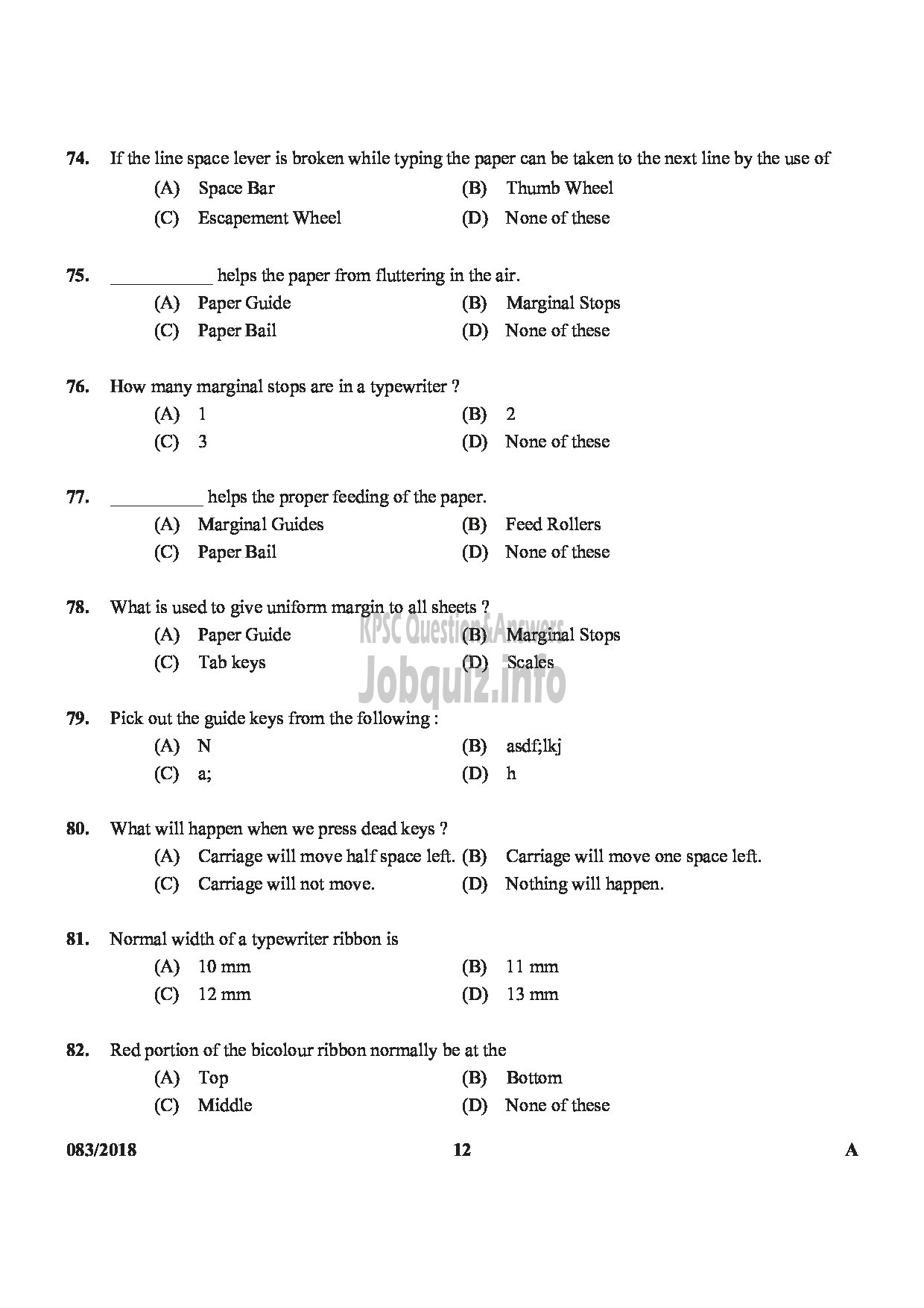 Kerala PSC Question Paper - CONFIDENTIAL ASSISTANT GR II SR FOR SC/ST VARIOUS-12