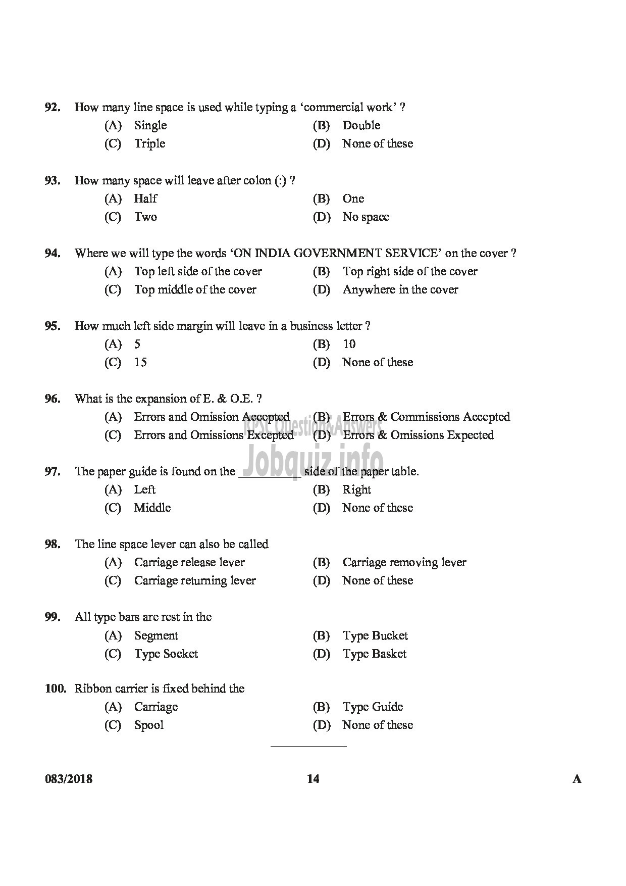 Kerala PSC Question Paper - CONFIDENTIAL ASSISTANT GR II SR FOR SC/ST VARIOUS-14