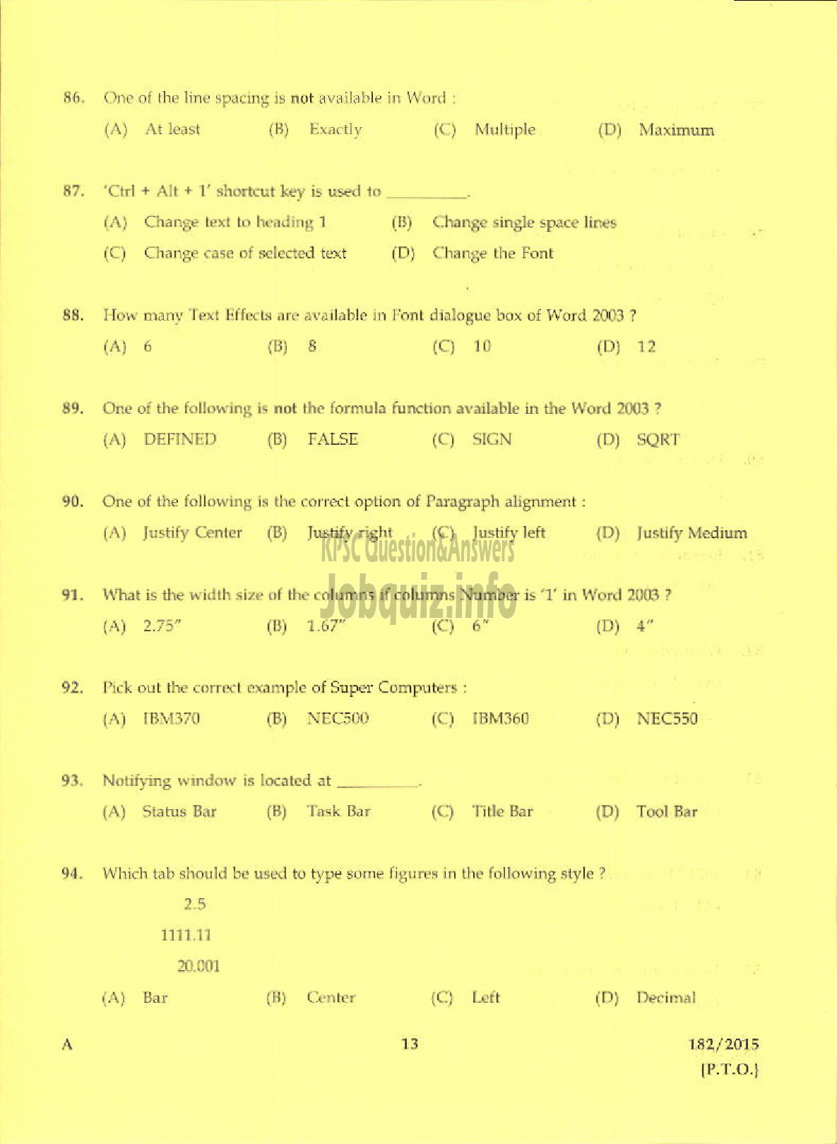 Kerala PSC Question Paper - CONFIDENTIAL ASSISTANT GR II SR FOR SC/ST VARIOUS-11